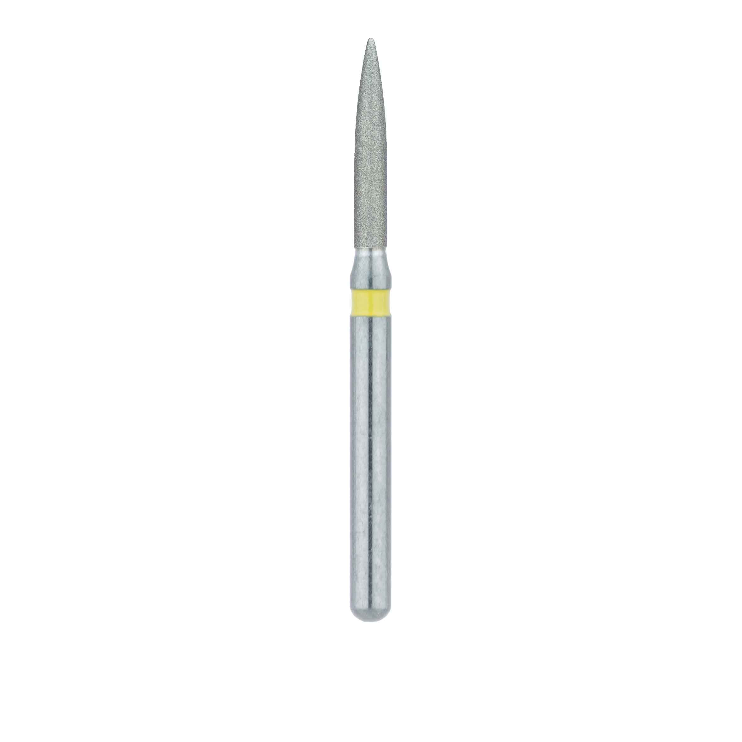 Meisinger 862C-012-FG Diamond Bur, FG, Extra Fine (Yellow), Flame, Point End, 1.2 mm Head Diameter, 8.0 mm Head Length, 5/Pkg thumbnail 2