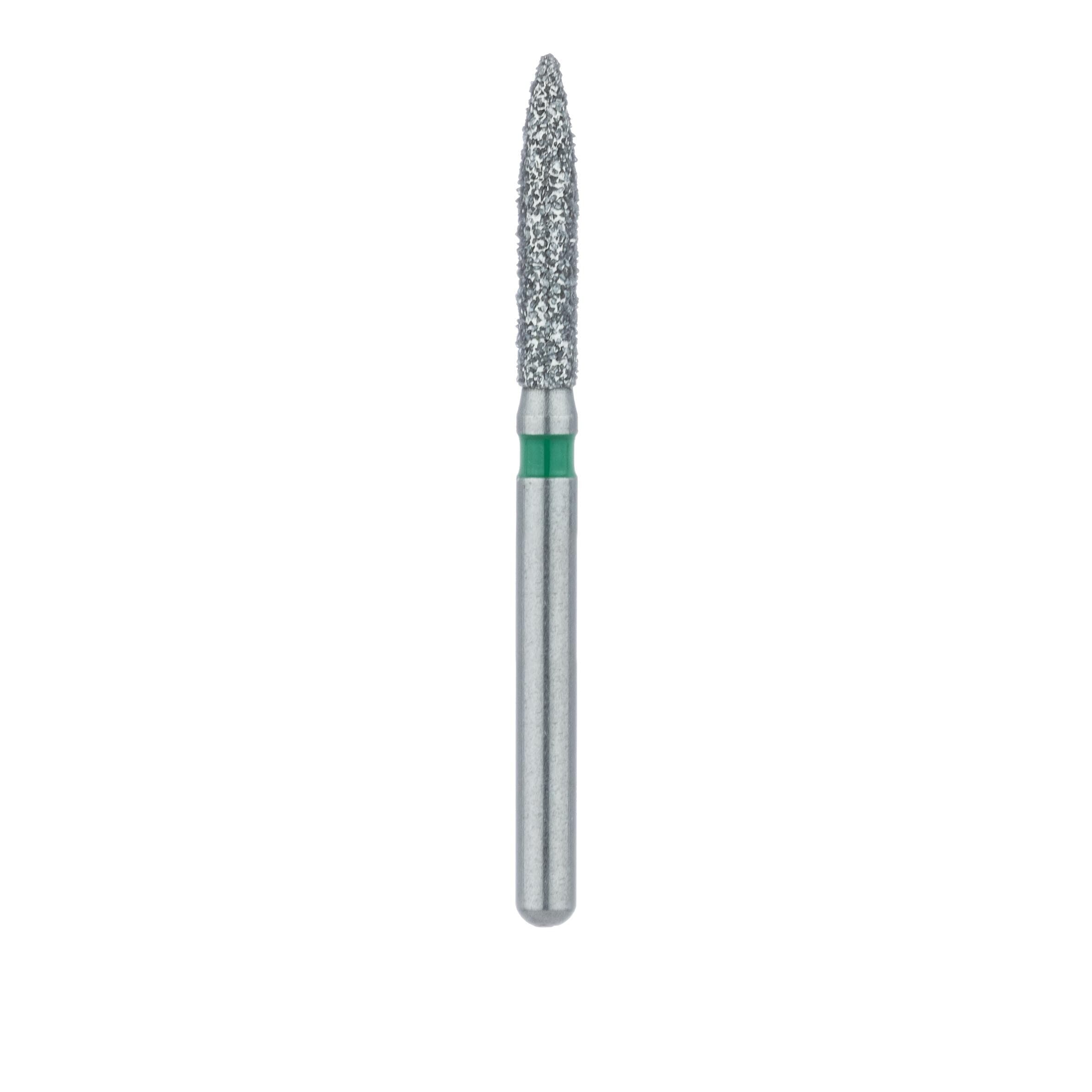 Meisinger FG #862G-016 Coarse Flame Diamond Bur, 1.6mm Head, 8mm Working Length, Green Band, Multi-Use, 5/Pk thumbnail 2