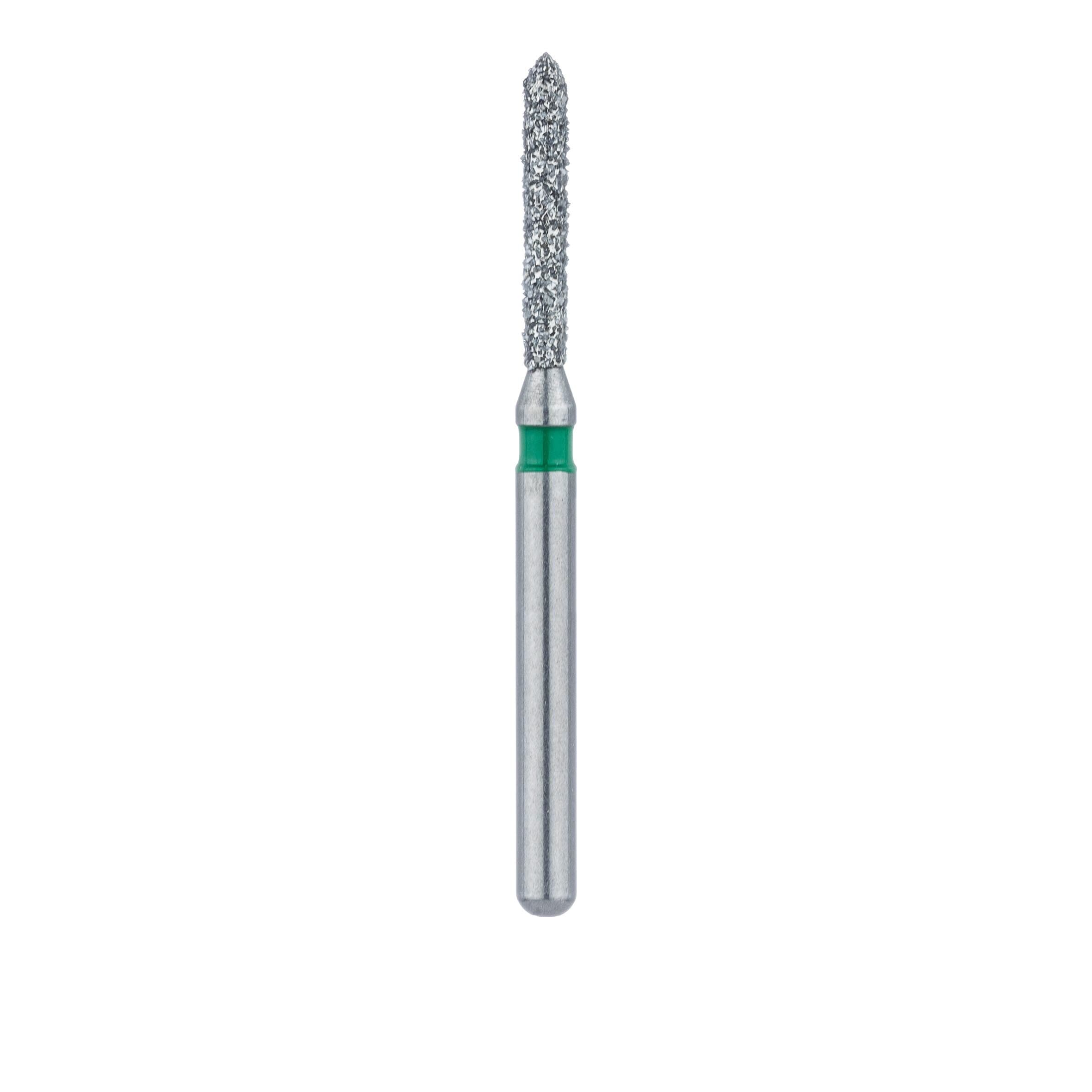Meisinger 885G-012-FG Diamond Bur, Coarse (Green), Pointed Cylinder with Bevel Tip, Friction Grip, 1.2 mm Head Diameter, 8.0 mm Head Length, 5/Pack thumbnail 2