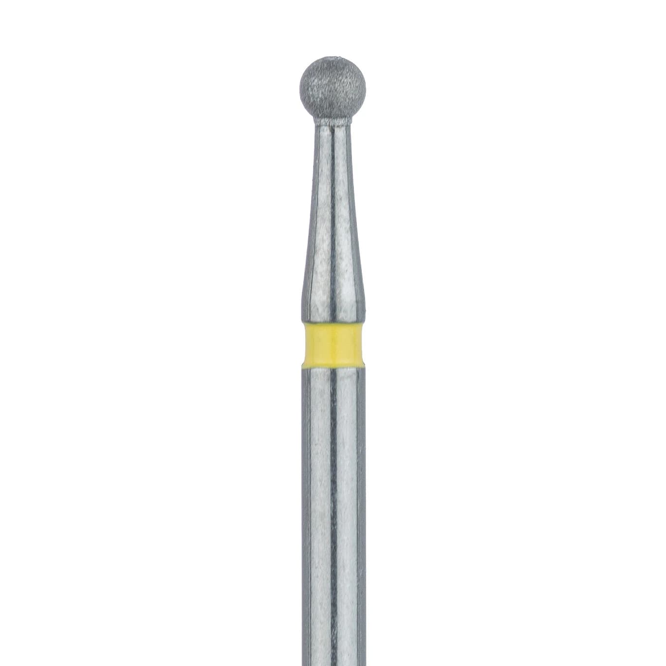 Meisinger 801C-016-FG Diamond Bur, FG, Extra Fine (Yellow), Round, 1.6 mm Head Diameter, 5/Pkg - Diamond Instruments – FG, Extra Fine, Yellow, Round, Round End, 5/Pkg - 801C-016-FG, 1.6 mm Head Diameter, 1.6 mm Head Length - Image 1
