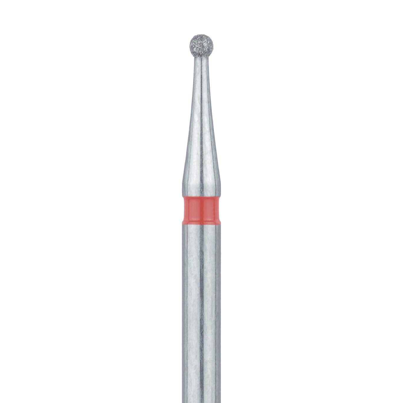 Meisinger 801F-010-FG Fine Grit Round Diamond Bur, Friction Grip, 1.0 mm Head Diameter, 5/Pkg - Diamond Instruments – FG, Fine, Red, Round, Round End - 801F-010-FG, 1.0 mm Head Diameter, 1.0 mm Head Length, 5/Pkg - Image 1
