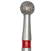 Meisinger 801F-023 Fine Diamond Bur, Round, RA, 2.3 mm, Red, 5/Pack - #801F-023 Fine Diamond Bur Round RA Pack of 5 - Image 1