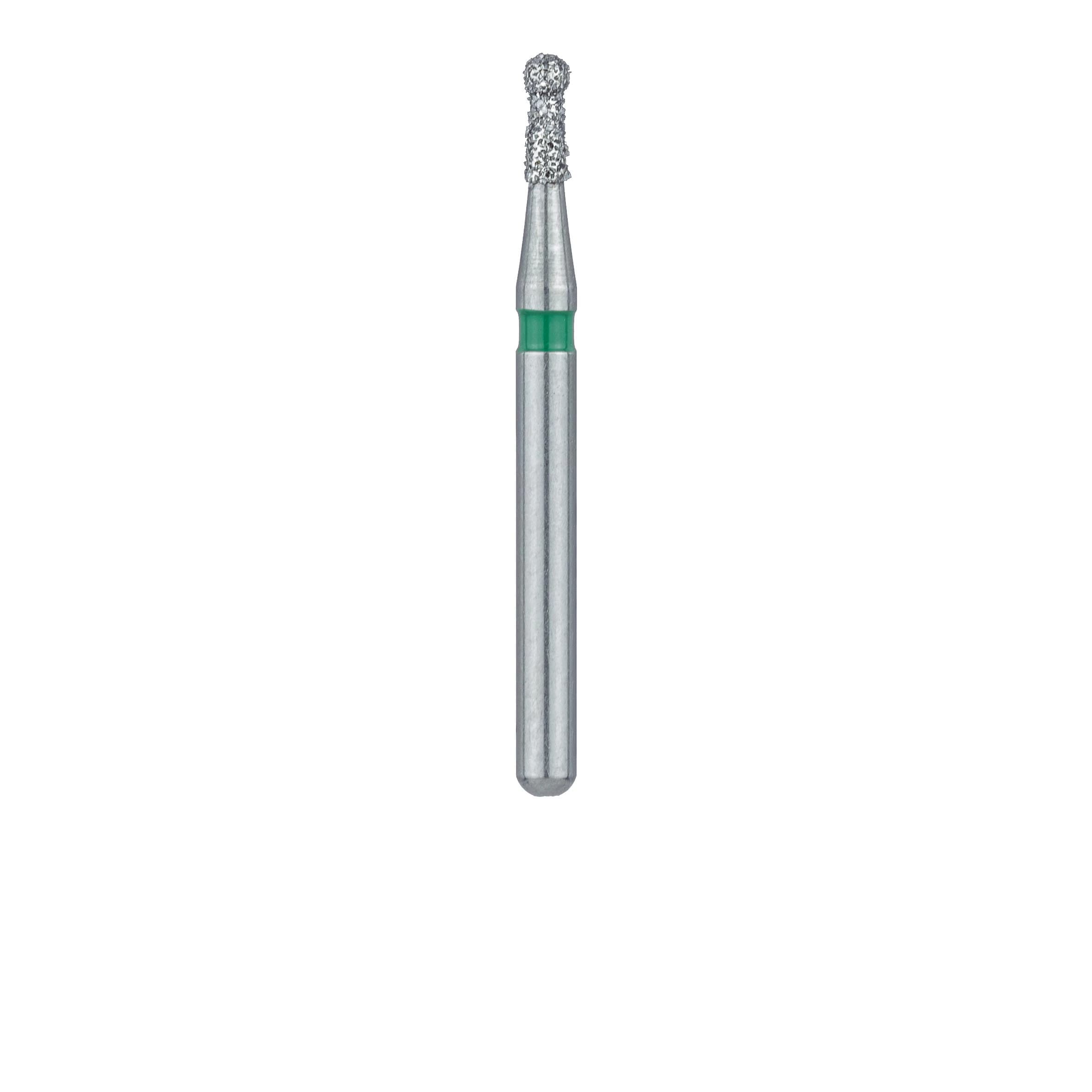Meisinger 802G-012-FG Diamond Bur, Round, Coarse, Green Ring, Friction Grip, 1.2 mm Head Diameter, 3.0 mm Head Length, 5/Pkg thumbnail 2