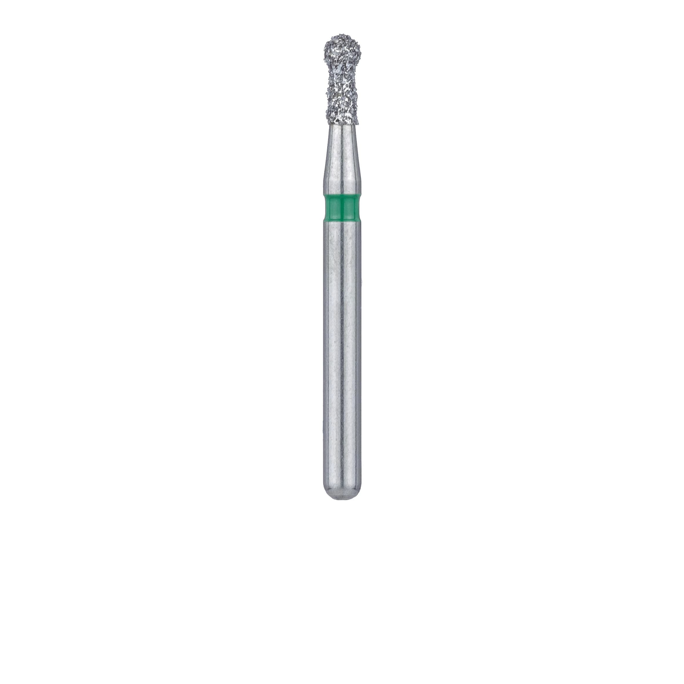 Meisinger 802G-016-FG Coarse Diamond Bur, Round with Neck, Friction Grip, 1.6 mm Head Diameter, 3.5 mm Working Length, Green Ring, 5/Pack thumbnail 2