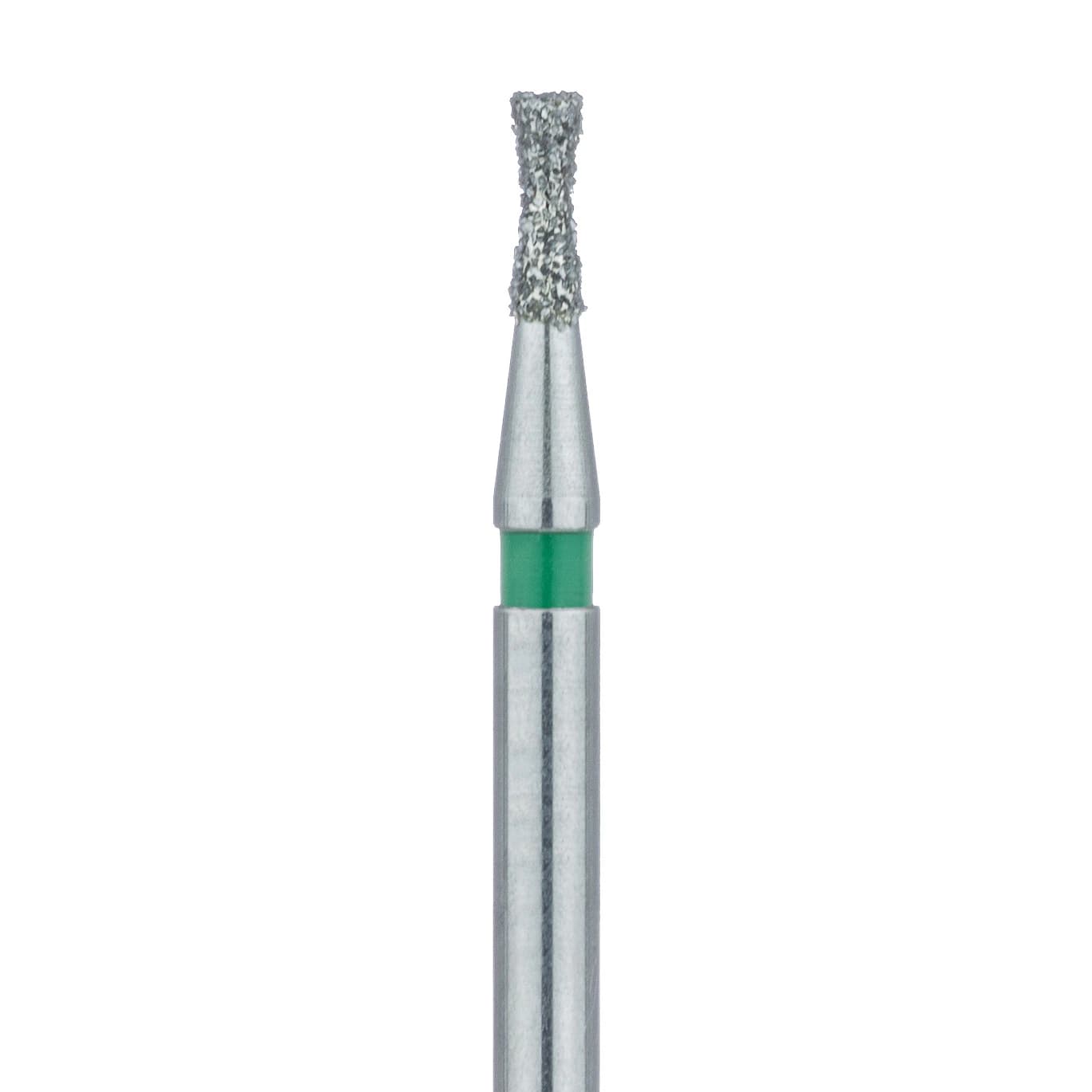 Meisinger 806G-012-FG Diamond Bur, Hourglass/Double Inverted Cone, Coarse (Green), Friction Grip, 1.2 mm Head Diameter, 3.0 mm Head Length, 5/Pkg - Diamond Instruments – FG, Hourglass - Coarse, Green, Flat, 806G-012-FG, 1.2 mm Head Diameter, 3.0 mm Head Length, 5/Pkg - Image 1