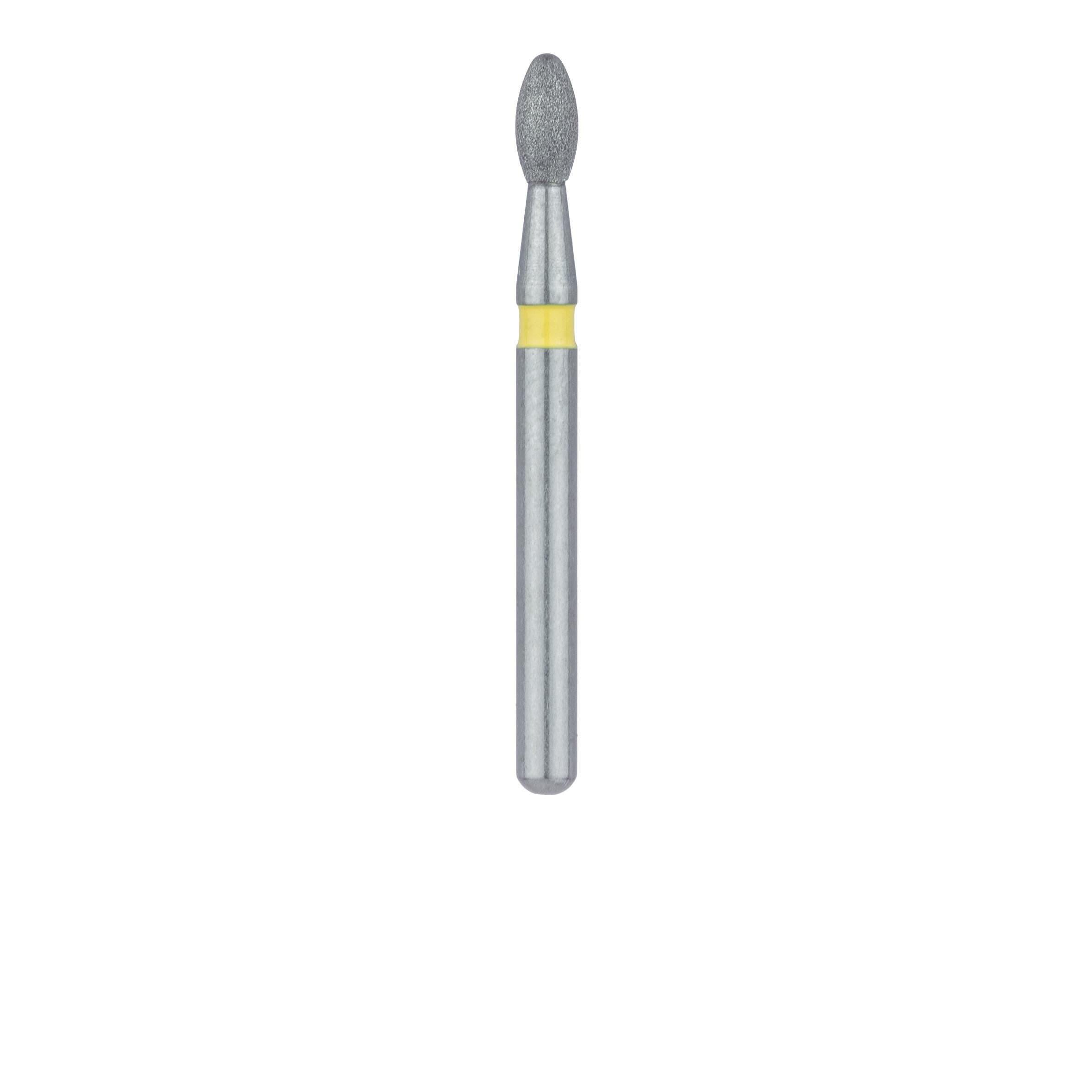 Meisinger 833C-016-FG Extra Fine Diamond Bur, Egg/Football Shape, Friction Grip, 1.6 mm Head Diameter, Yellow Ring, 5/Pk thumbnail 2