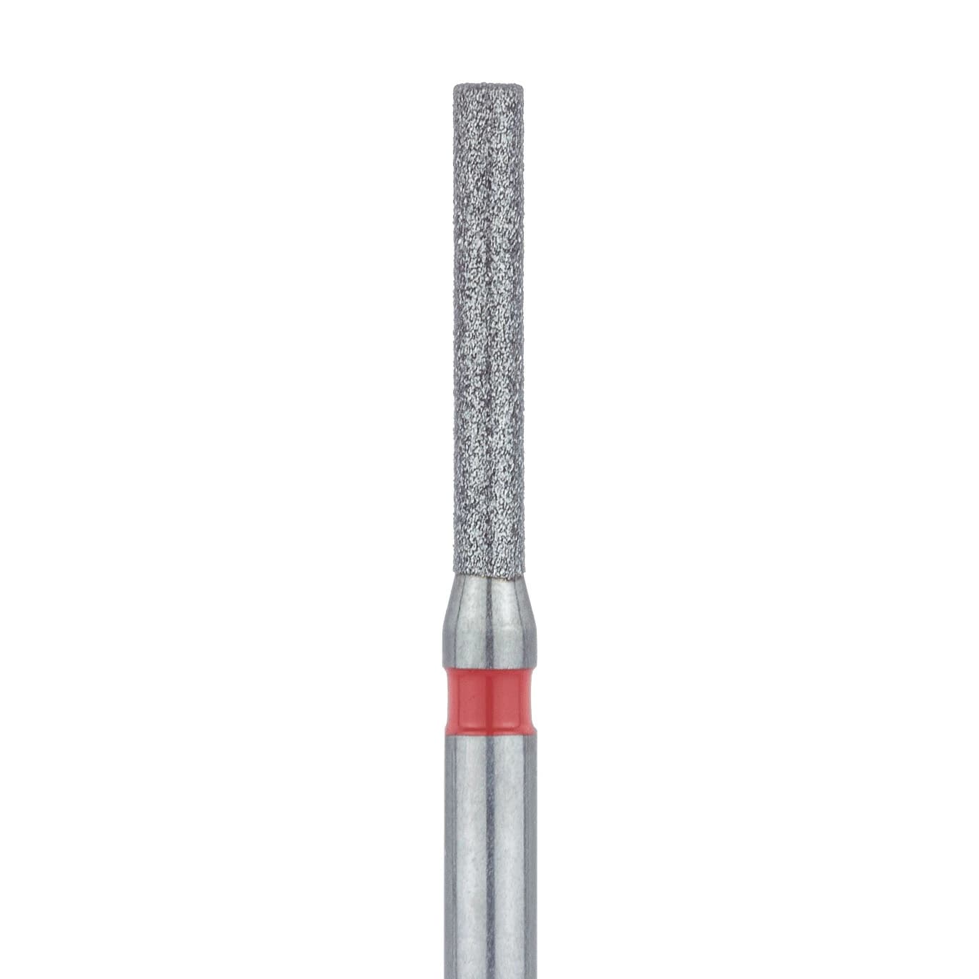 Meisinger 837LF-012-FG Fine Diamond Bur, Long Cylinder, Friction Grip, 1.2 mm Diameter, 8 mm Working Length, Red Ring, 5/Pack - Meisinger Diamonds 837LF-012-FG Fine 5/Pk - Image 1