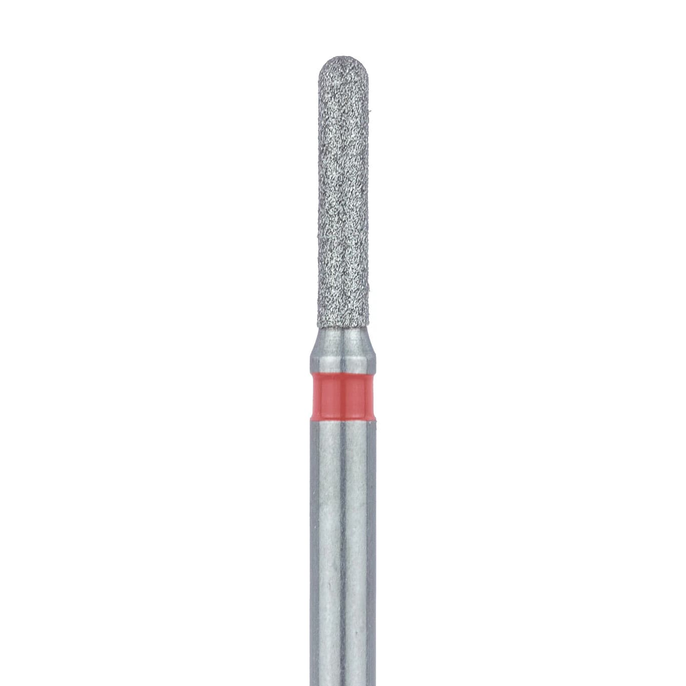 Meisinger 838LF-012-FG Fine Diamond Bur, Round End Cylinder, Friction Grip, Long Shank, 1.2 mm Head Diameter, 7.0 mm Head Length, Red Ring, 5/Pk - Meisinger Diamonds 838LF-012-FG Fine 5/Pk - Image 1