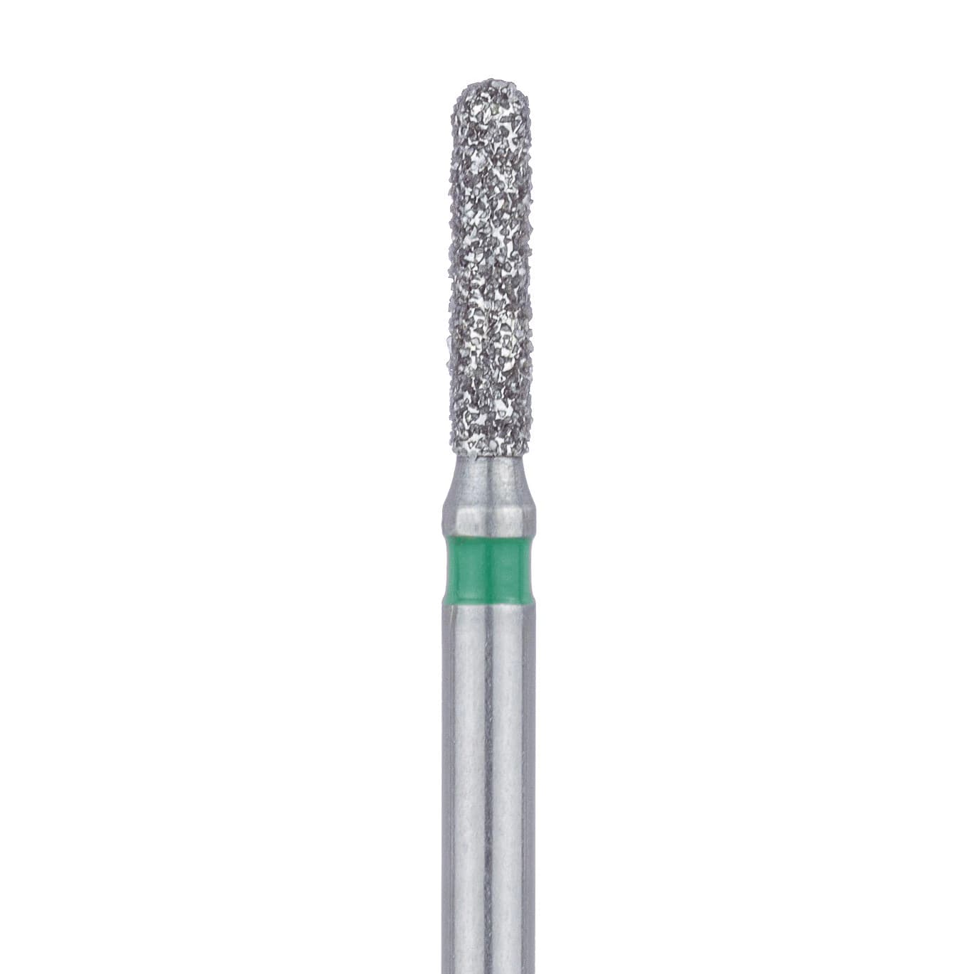 Meisinger 838LG-014-FG Coarse Diamond Bur, Round End Cylinder, Friction Grip, 1.4 mm Head Diameter, 7.0 mm Head Length, Green Ring, 5/Pkg - Diamond Instruments – FG, Coarse, Green, Cylinder, Round End, 5/Pkg - 838LG-014-FG, 1.4 mm Head Diameter, 7.0 mm Head Length - Image 1