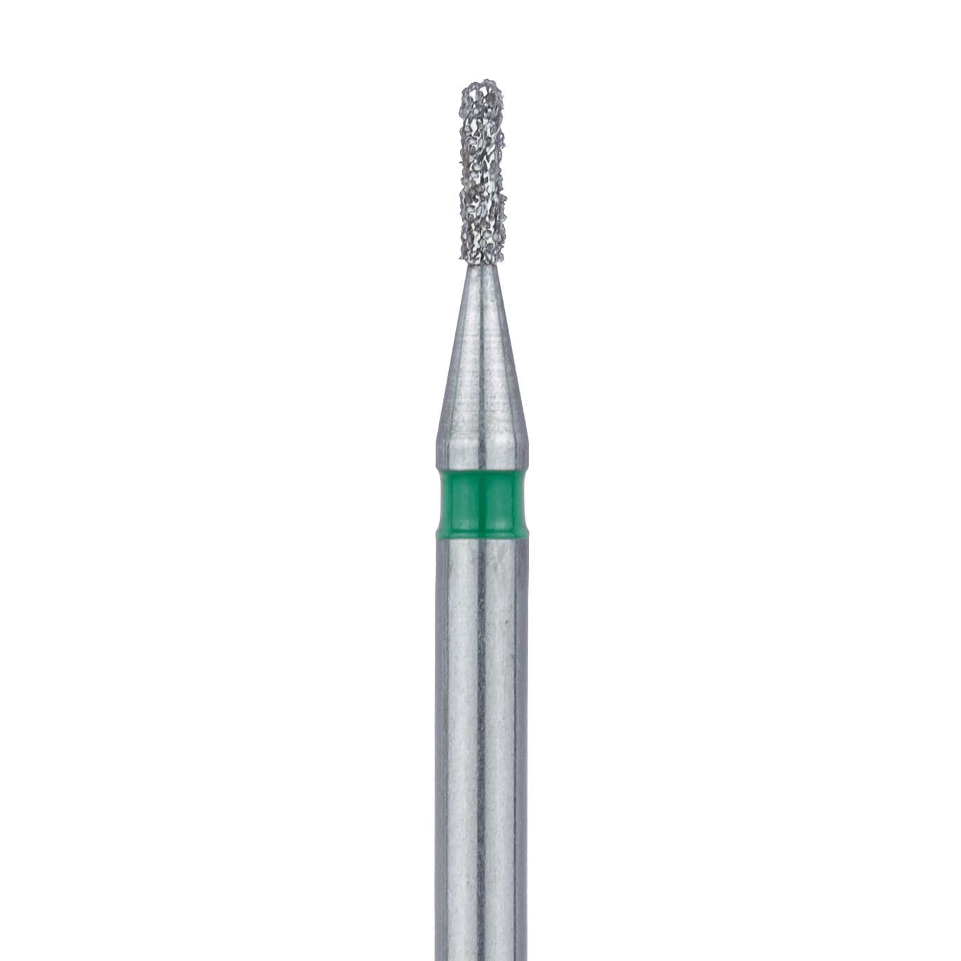 Meisinger 840G-008-FG Coarse Diamond Bur, Round Edge Cylinder, Friction Grip, 0.8 mm Diameter, 3.0 mm Working Length, Green Ring, 5/Pack - Meisinger Diamonds 840G-008-FG Coarse 5/Pk - Image 1