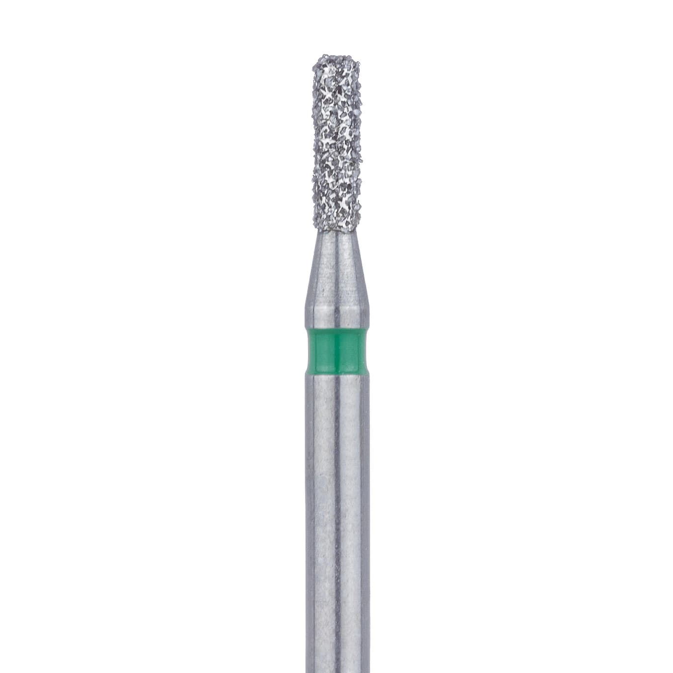 Meisinger 840G-012-FG Coarse Diamond Bur, Round Edge Cylinder, 1.2 mm Head Diameter, 4.0 mm Head Length, Friction Grip, Green Ring, 5/Pack - Meisinger Diamonds 840G-012-FG Coarse 5/Pk - Image 1