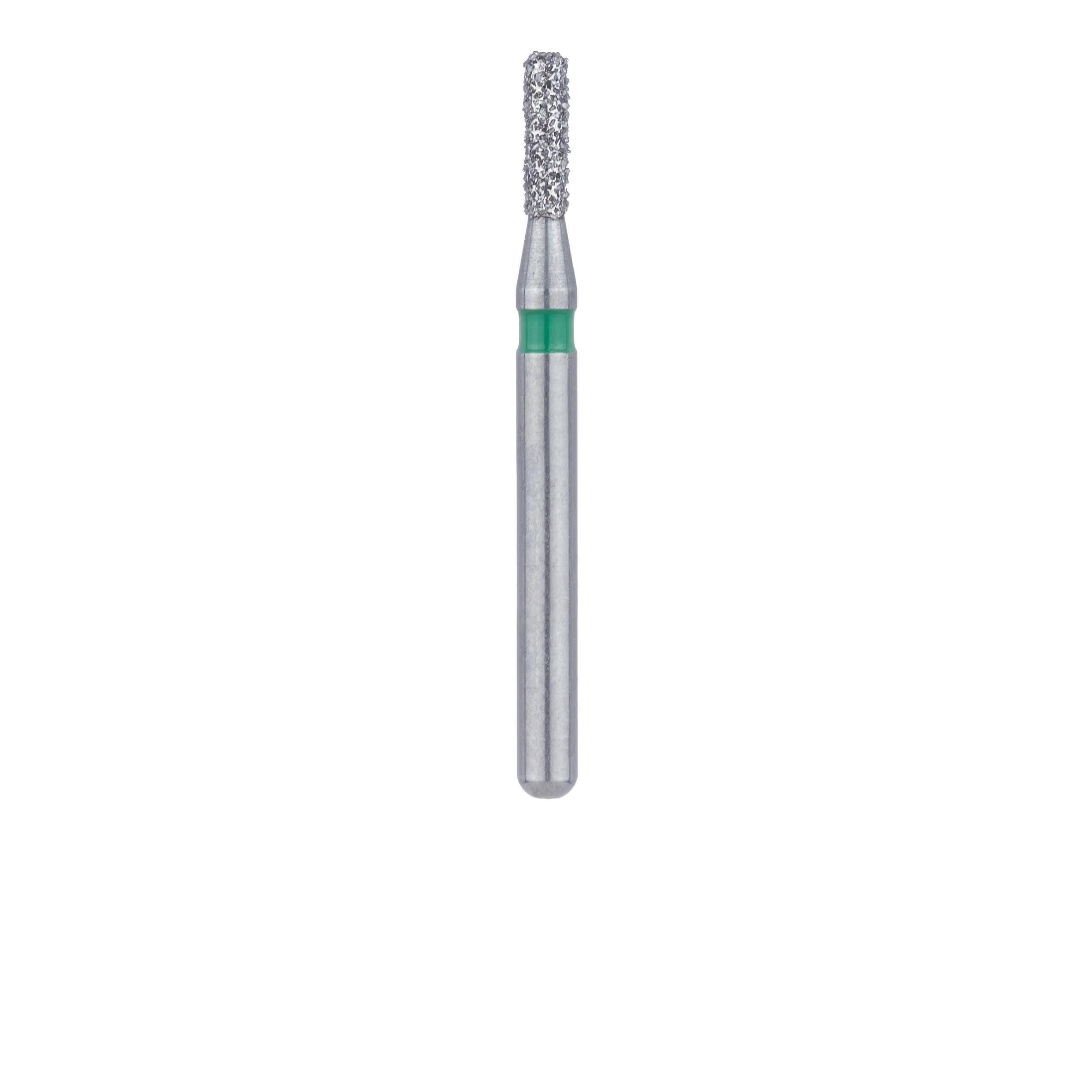 Meisinger 840G-012-FG Coarse Diamond Bur, Round Edge Cylinder, 1.2 mm Head Diameter, 4.0 mm Head Length, Friction Grip, Green Ring, 5/Pack thumbnail 2