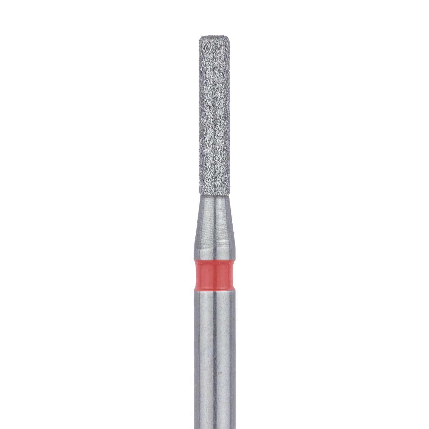 Meisinger 841F-012-FG Fine Diamond Bur, Round Edge Cylinder, Friction Grip, 1.2 mm Diameter, 6 mm Working Length, Red Ring, 5/Pack - Meisinger Diamonds 841F-012-FG Fine 5/Pk - Image 1