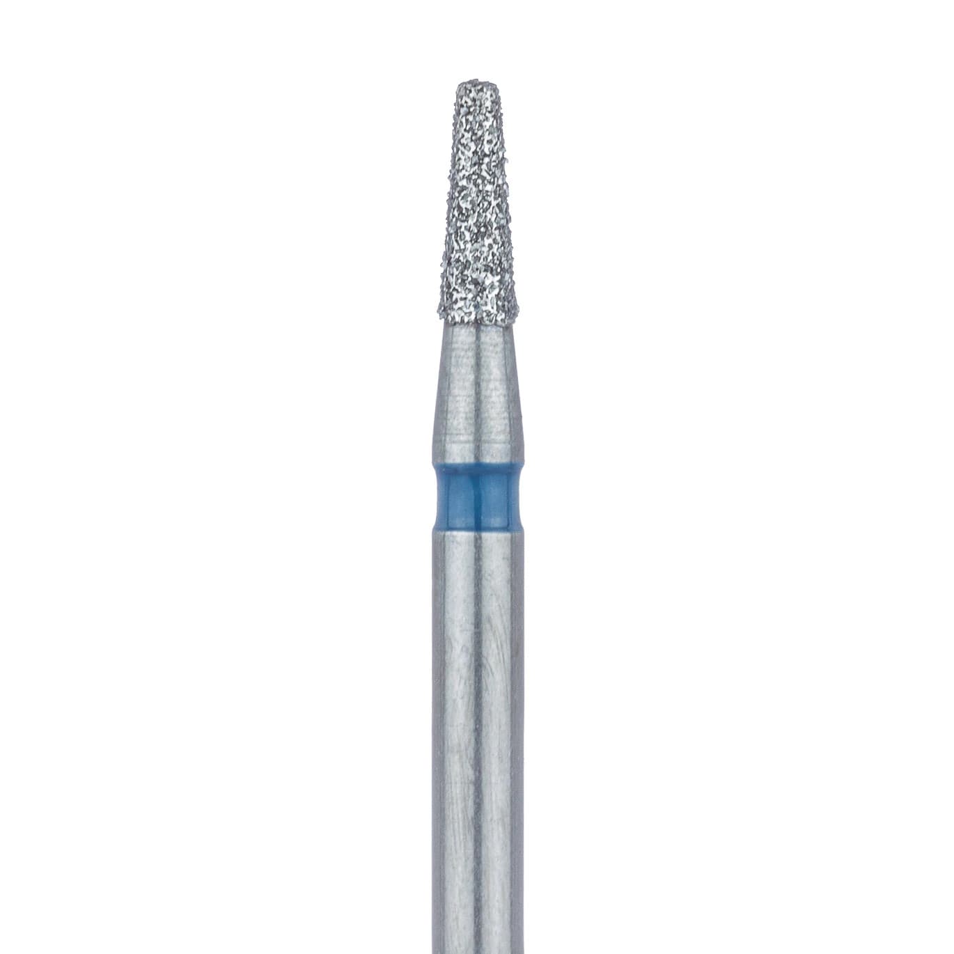 Meisinger 845-014-FG Diamond Bur, Medium Grit, Flat End Taper, Friction Grip, 1.4 mm Head Diameter, 4.0 mm Head Length, Blue Ring, 5/Pkg - Diamond Instruments – FG, Medium, Blue, Cone, Flat End - 845-014-FG, 1.4 mm Head Diameter, 4.0 mm Head Length, 5/Pkg - Image 1