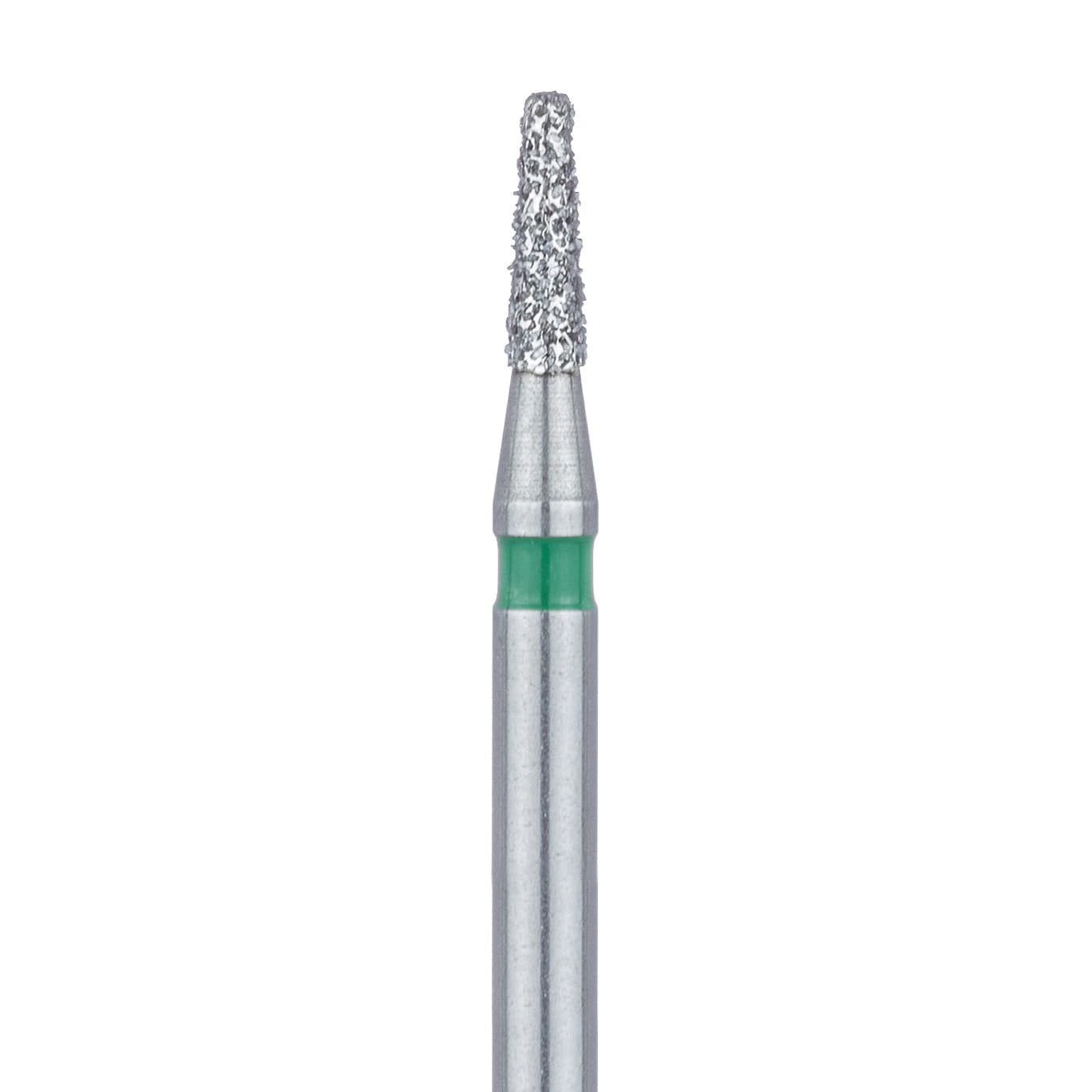 Meisinger 845G-014-FG Coarse Diamond Bur, Flat-End Tapered, Friction Grip, 1.4 mm Head Diameter, 4.0 mm Head Length, Green Ring, 5/Pack - Meisinger Diamonds 845G-014-FG Coarse 5/Pk - Image 1