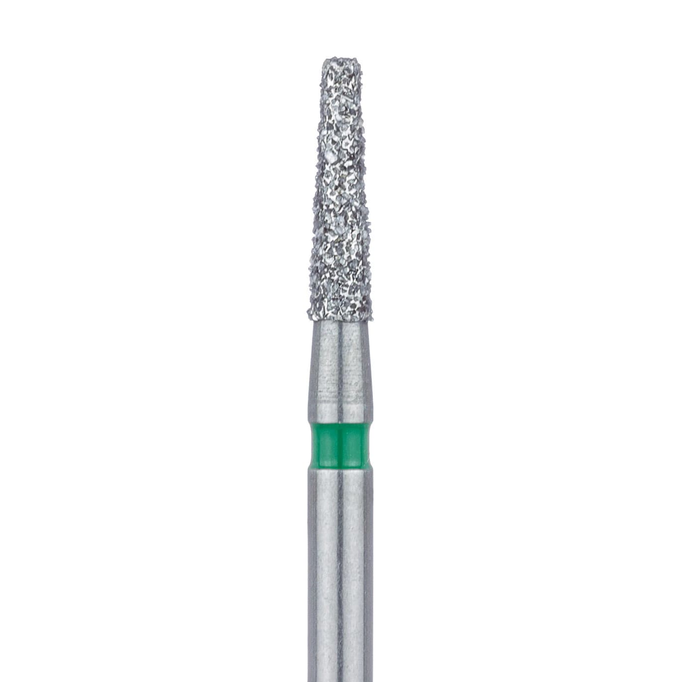 Meisinger 846G-016-FG Coarse Diamond Bur, Flat End Tapered, Friction Grip, 1.6 mm Head Diameter, 6.0 mm Head Length, Green Ring, 5/Pack - Meisinger Diamonds 846G-016-FG Coarse 5/Pk - Image 1