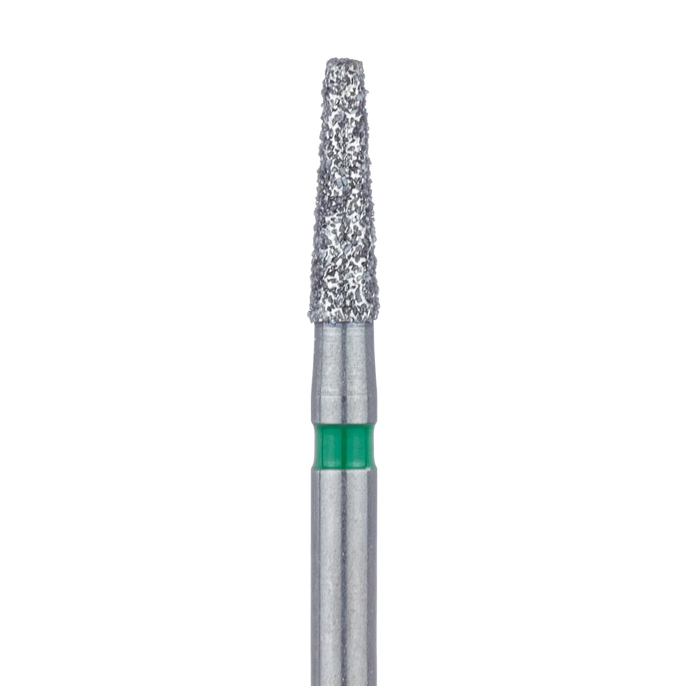 Meisinger 846RG-016-FG Diamond Bur, Round Edge Tapered, Coarse Grit, Green Ring, 1.6 mm Head Diameter, 6.0 mm Head Length, Friction Grip, 5/Pack - Meisinger Diamonds 846RG-016-FG Coarse 5/Pk - Image 1