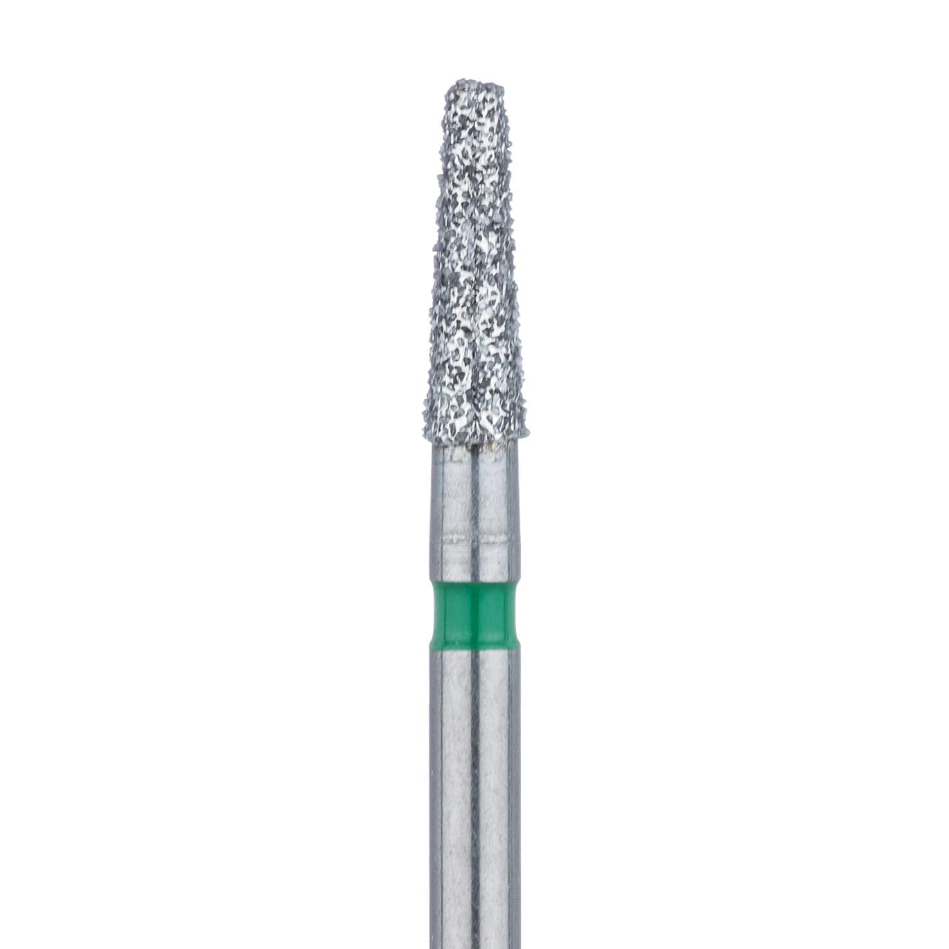 Meisinger 846RG-018-FG Coarse Diamond Bur, Round Edge Tapered, Friction Grip, 1.8 mm Head Diameter, 6 mm Working Length, Green Ring, 5/Pack - Meisinger Diamonds 846RG-018-FG Coarse 5/Pk - Image 1