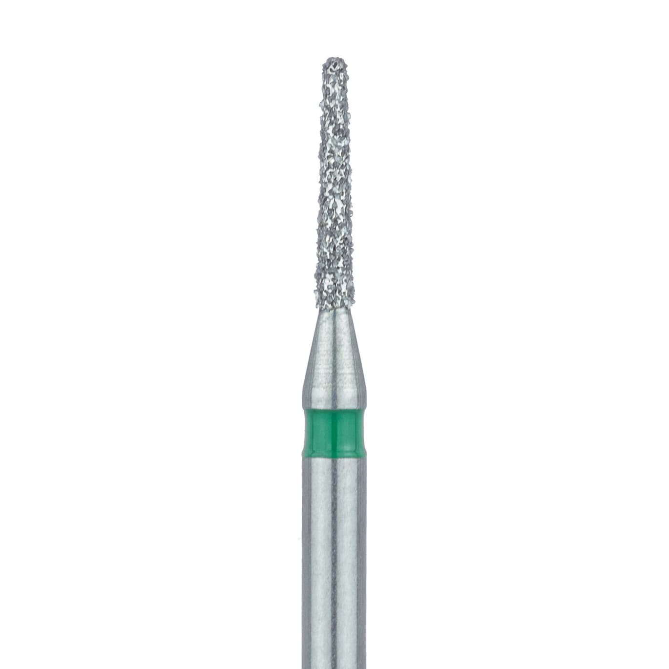 Meisinger 849G-010-FG Coarse Diamond Bur, Round End Taper (Chamfer), Friction Grip, 1.0 mm Head Diameter, 6.0 mm Head Length, Green Ring, 5/Pkg - Diamond Instruments – FG, Coarse, Green, Cone, Round End, 5/Pkg - 849G-010-FG, 1.0 mm Head Diameter, 6.0 mm Head Length - Image 1