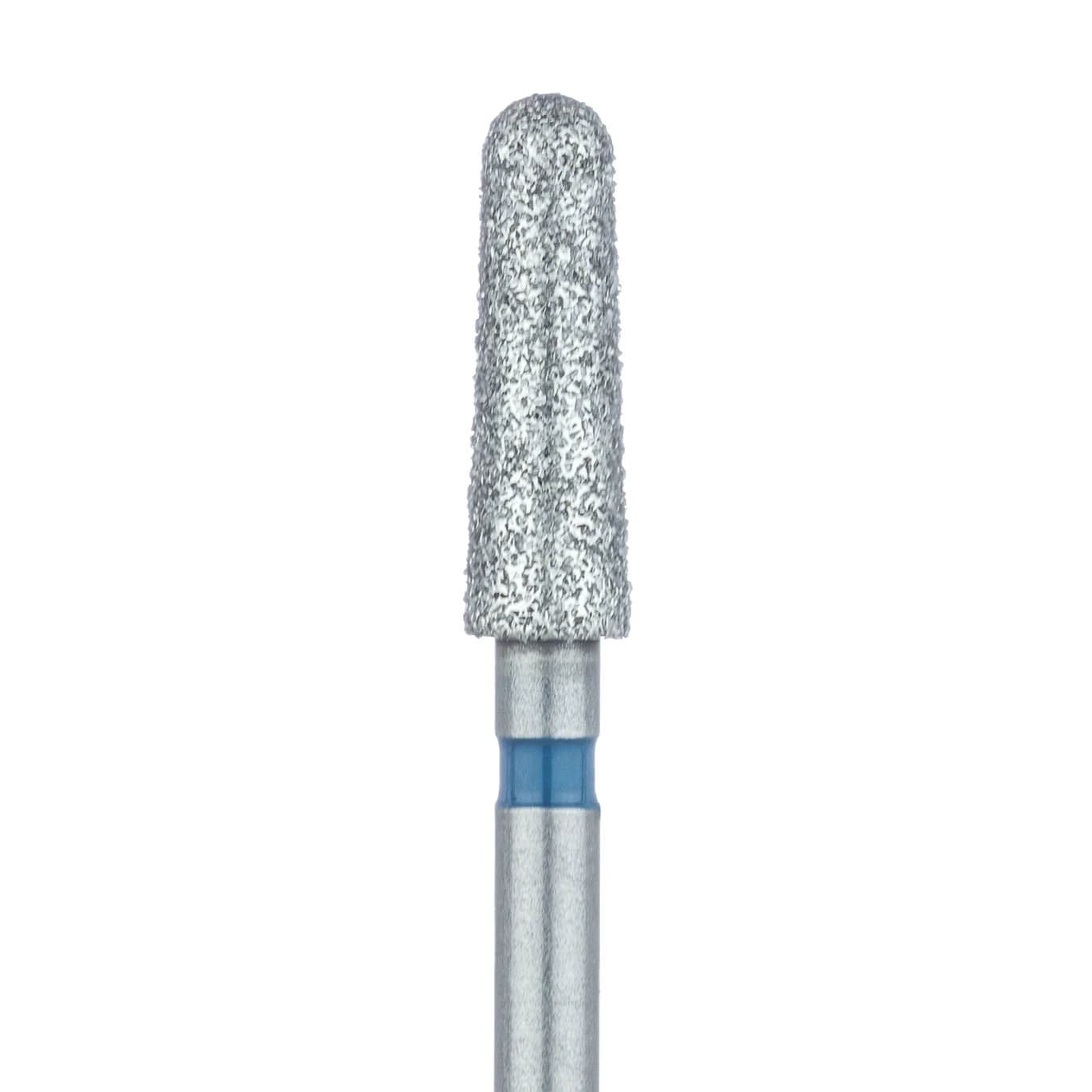 Meisinger 850-025-FG Medium Diamond Bur, Round End Tapered (Chamfer), Friction Grip, 2.5 mm Head Diameter, 8 mm Working Length, Blue Ring, 5/Pk - Meisinger Diamonds 850-025-FG Medium 5/Pk - Image 1