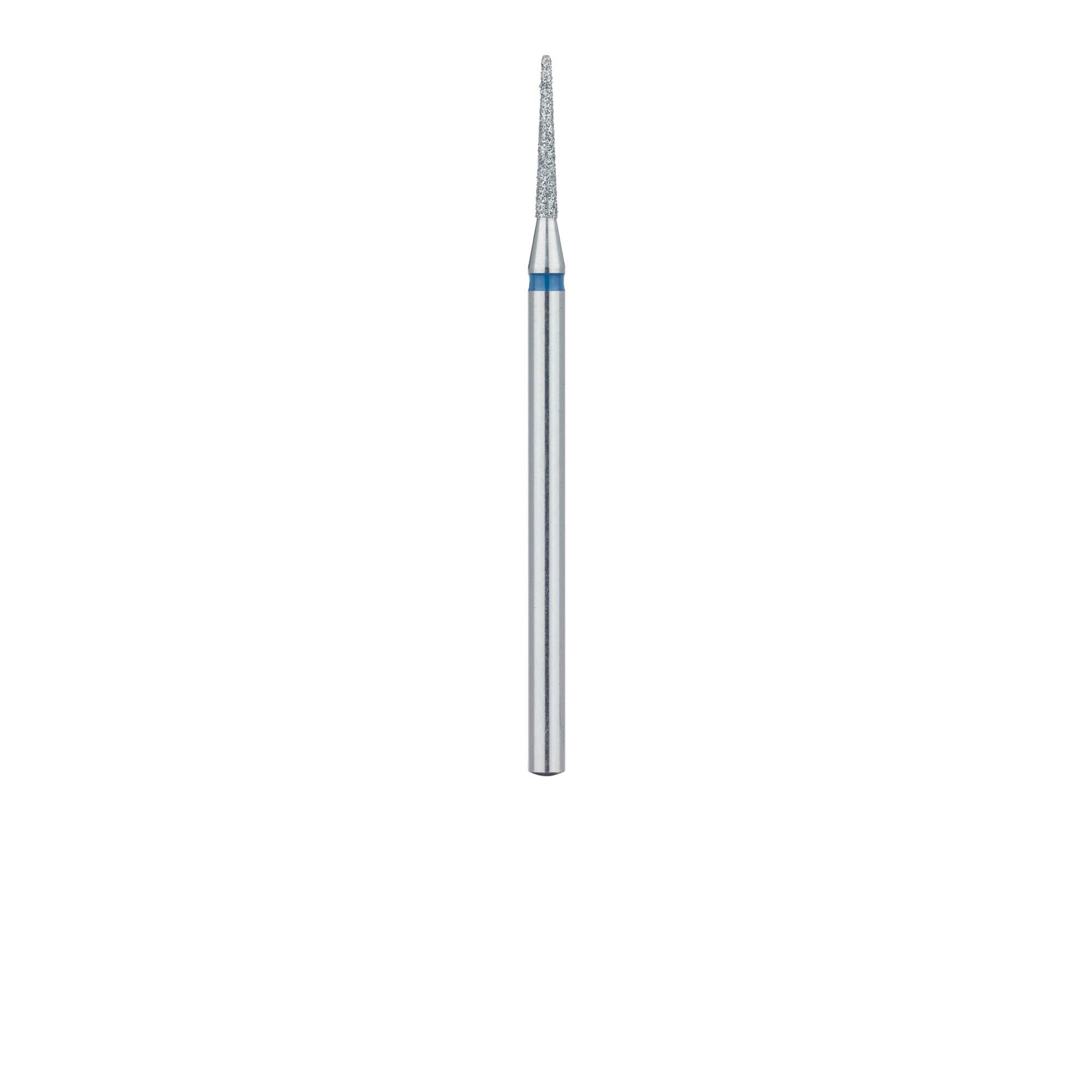 Meisinger 852-014-HP Medium Grit Diamond Bur, Round End Taper (Cone), 1.4 mm Diameter, 10 mm Working Length, HP Shank, Blue Ring, 5/Pack thumbnail 2