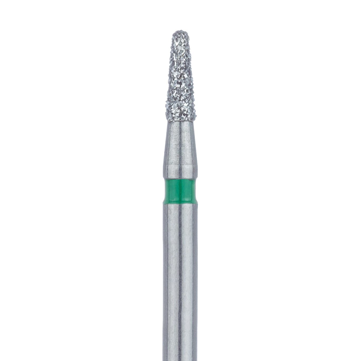 Meisinger 855G-016-FG Diamond Bur, FG, Coarse, Green, Round End Taper (Cone), 1.6 mm Head Diameter, 4.0 mm Head Length, 5/Pkg - Diamond Instruments – FG, Coarse, Green, Cone, Round End, 5/Pkg - 855G-016-FG, 1.6 mm Head Diameter, 4.0 mm Head Length - Image 1