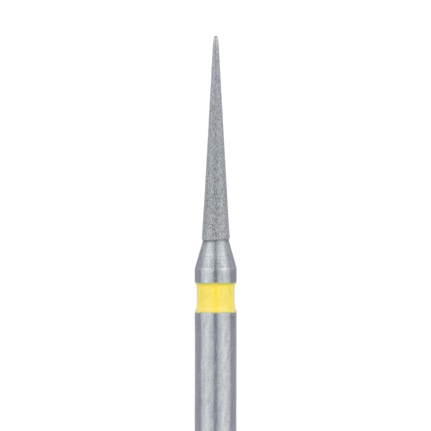Meisinger 858C-010-FG Diamond Bur, Extra Fine (Yellow), Needle Shape, 1.0 mm Head Diameter, 8.0 mm Head Length, Friction Grip, 5/Pkg - Diamond Instruments – FG, Extra Fine, Yellow, Needle, Point End - 858C-010-FG, 1.0 mm Head Diameter, 8.0 mm Head Length, 5/Pkg - Image 1