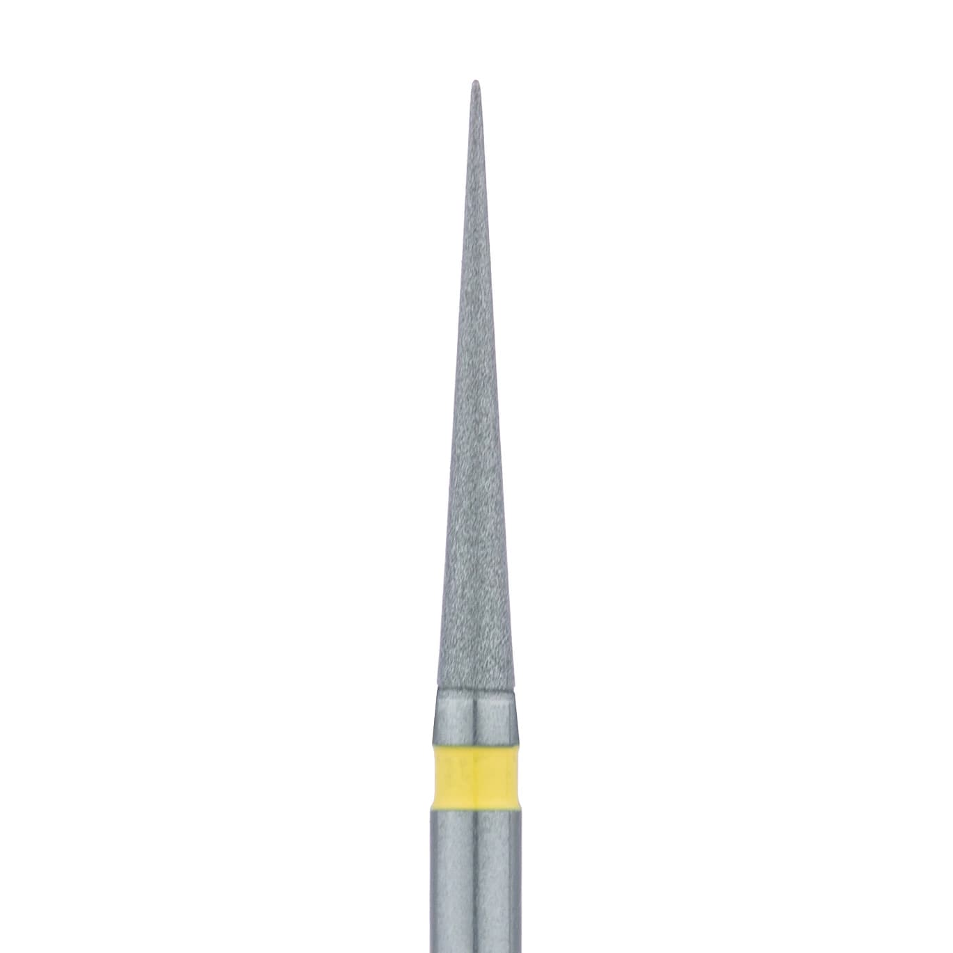 Meisinger 859C-012-FG Diamond Bur, Extra Fine (Yellow), Needle Shape, 1.2 mm Head Diameter, 10 mm Head Length, Friction Grip, 5/Pkg - Diamond Instruments – FG, Extra Fine, Yellow, Needle, Point End - 859C-012-FG, 1.2 mm Head Diameter, 10.0 mm Head Length, 5/Pkg - Image 1