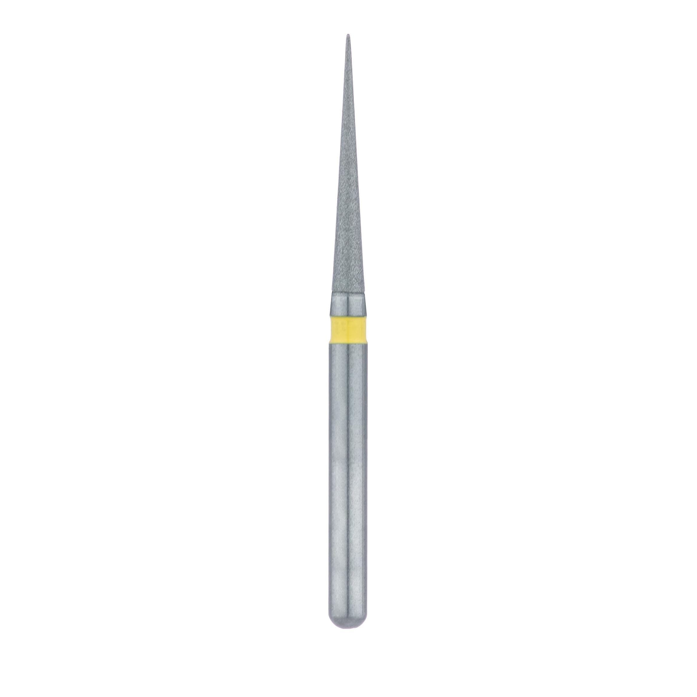 Meisinger 859C-012-FG Diamond Bur, Extra Fine (Yellow), Needle Shape, 1.2 mm Head Diameter, 10 mm Head Length, Friction Grip, 5/Pkg thumbnail 2