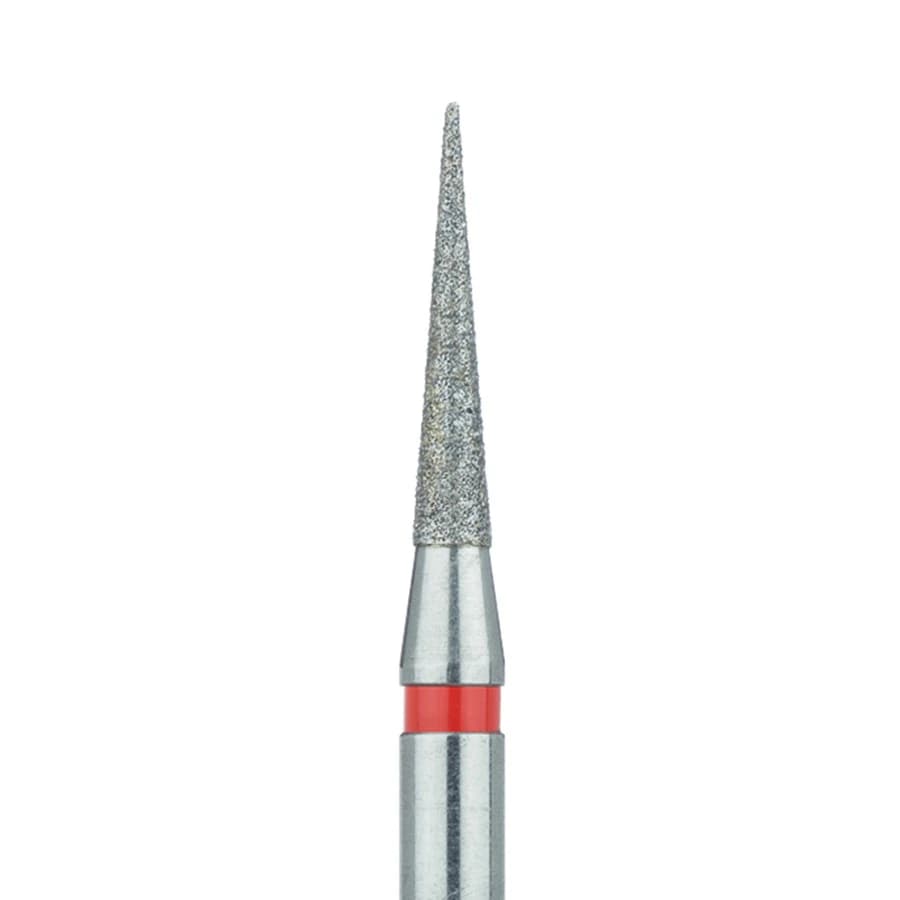 Meisinger 859F-018-HP Fine Diamond Bur, Long Needle, HP Handpiece, 1.8 mm Diameter, 10 mm Working Length, Red Ring, 5/Pack - #859F-018 Fine Diamond Bur Long Needle HP Pack of 5 - Image 1