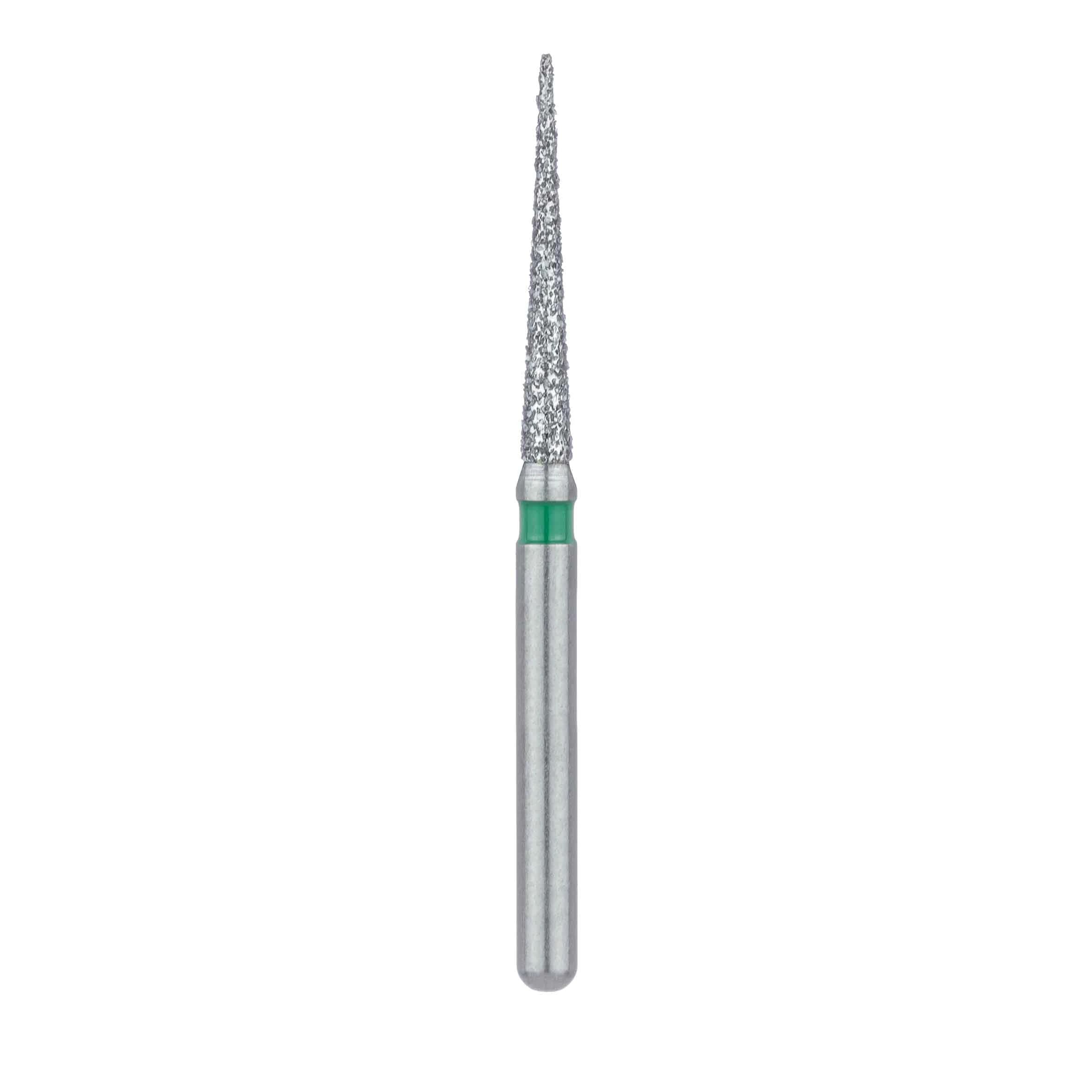 Meisinger FG #859G-014 Coarse Needle Shaped Diamond Bur, 1.4mm Head, 10mm Working Length, Green Band, Multi-Use, 5/Pk thumbnail 2