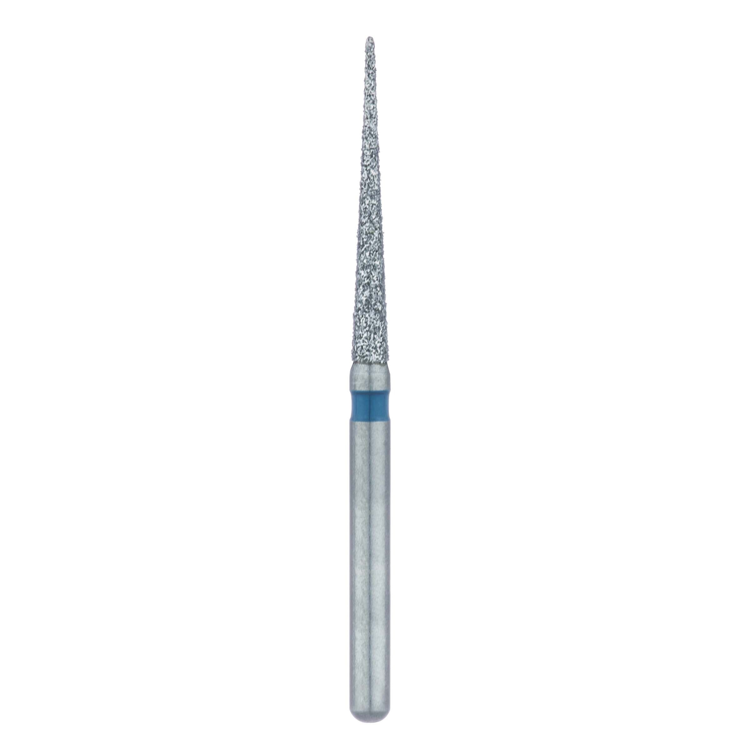 Meisinger 859L-014-FG Diamond Bur, FG, Long Shank, Medium Grit, Blue Ring, Needle Shape, 1.4 mm Head Diameter, 12 mm Head Length, 5/Pack thumbnail 2