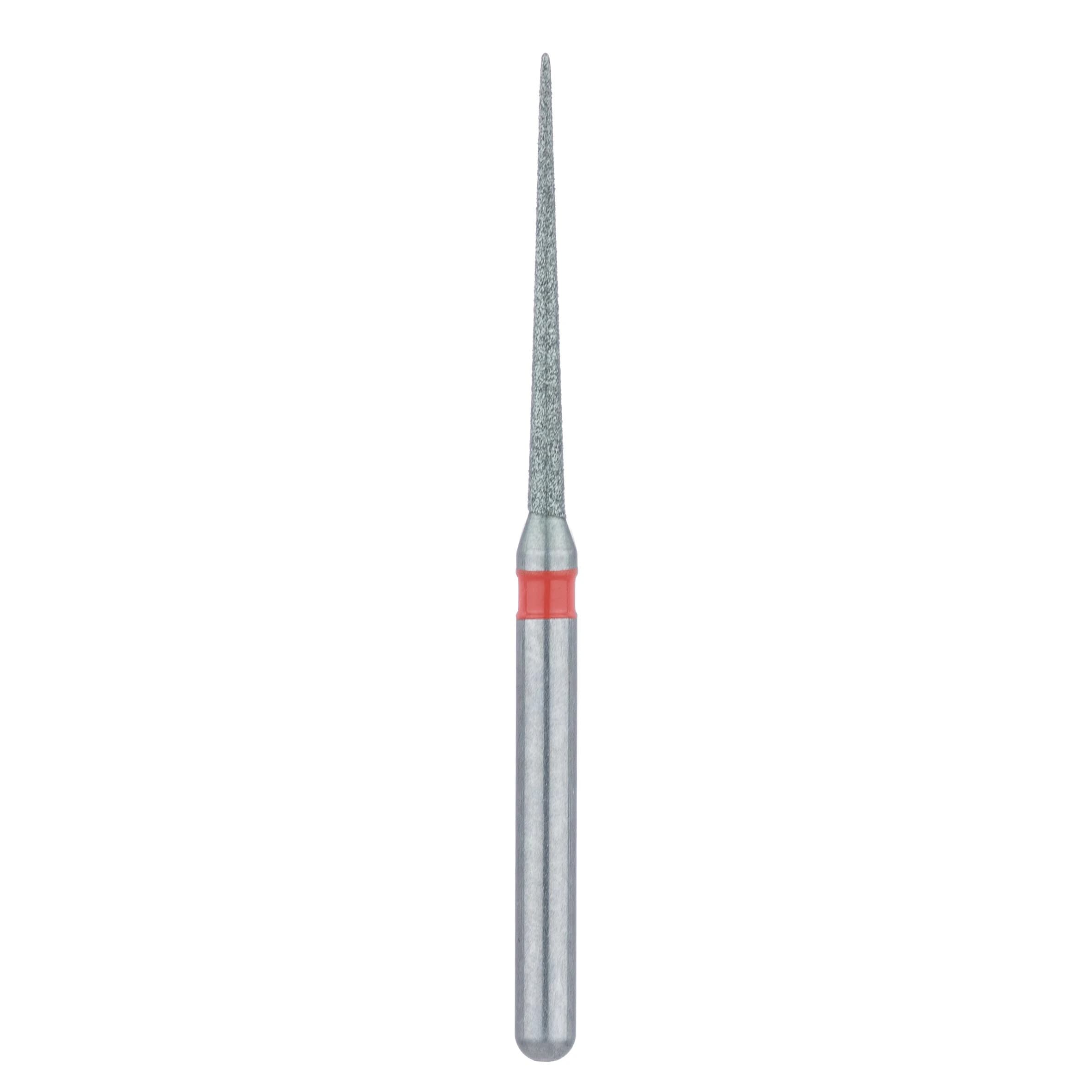 Meisinger FG #859LF.010 Fine Needle-Shaped Interproximal Reduction Diamond Bur, 1.0 mm Head, 12 mm Working Length, Red Ring, 5/Pk thumbnail 2
