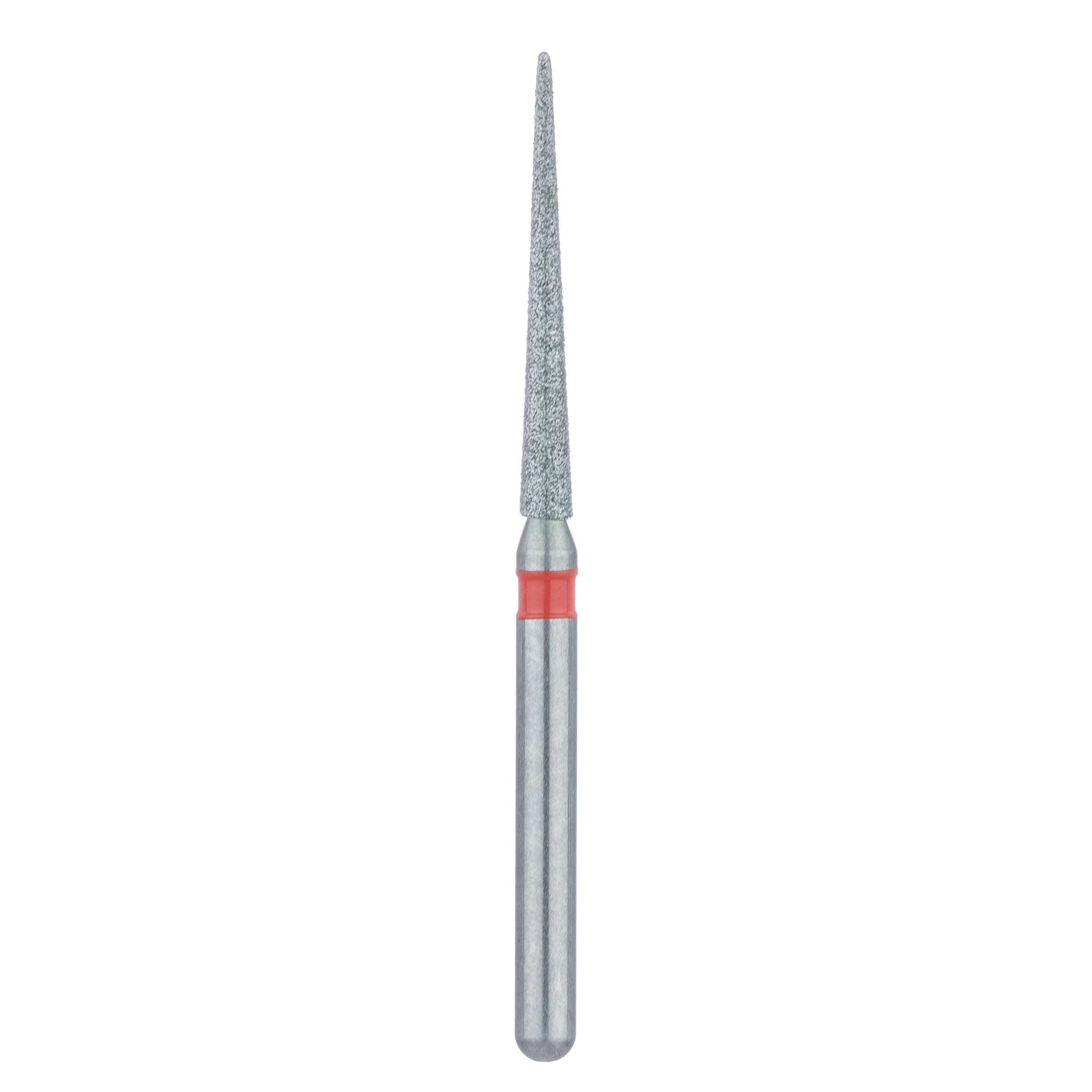 Meisinger 859LF-014 FG Fine Diamond Bur, Long Shank, Needle Shape, Red Ring, 1.4 mm, Pack of 5 thumbnail 2