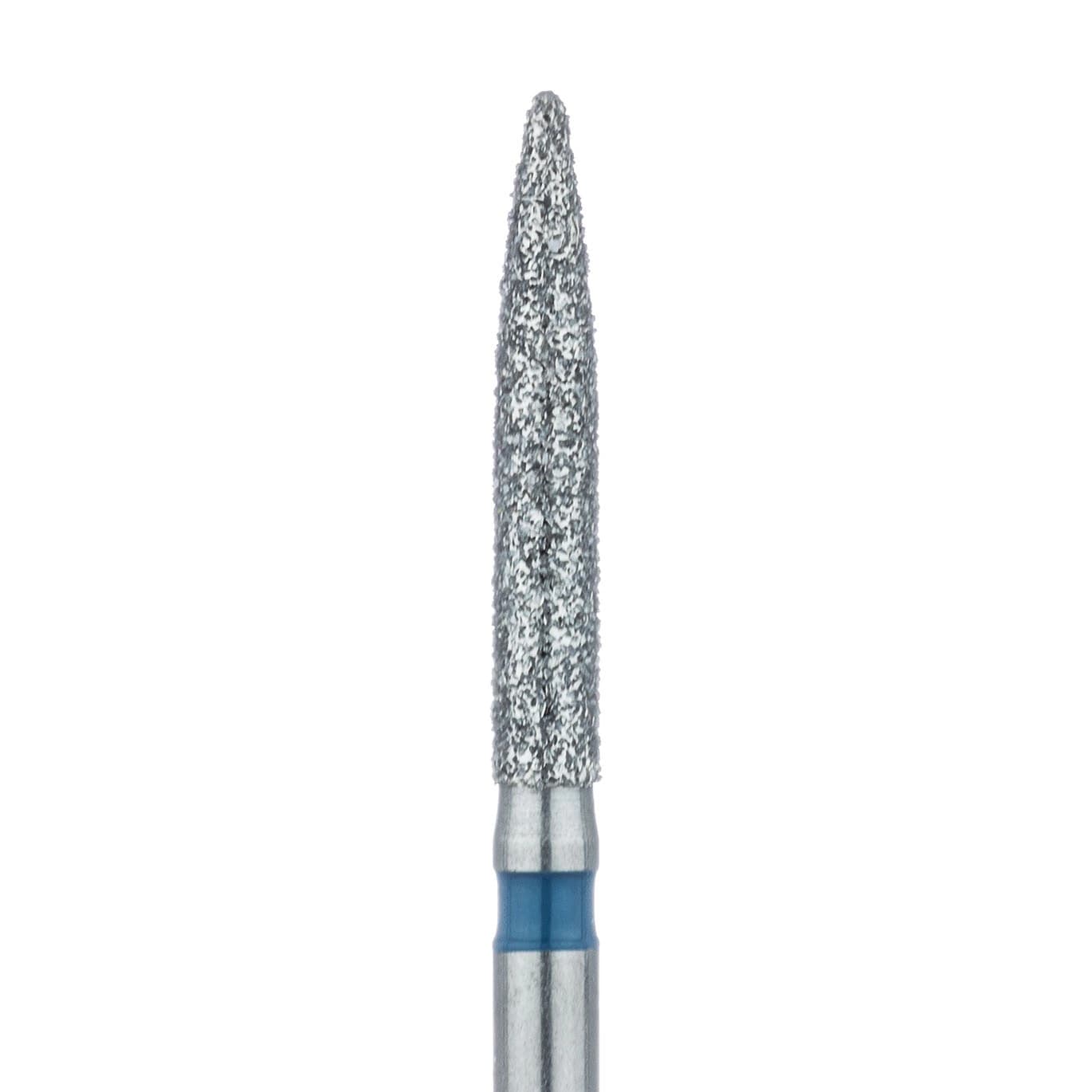 Meisinger 863-016-FG Diamond Bur, FG, Medium Grit, Blue Ring, Flame Shape, Point End, 1.6 mm Head Diameter, 10.0 mm Head Length, 5/Pkg - Diamond Instruments – FG, Medium, Blue, Flame, Point End - 863-016-FG, 1.6 mm Head Diameter, 10.0 mm Head Length, 5/Pkg - Image 1