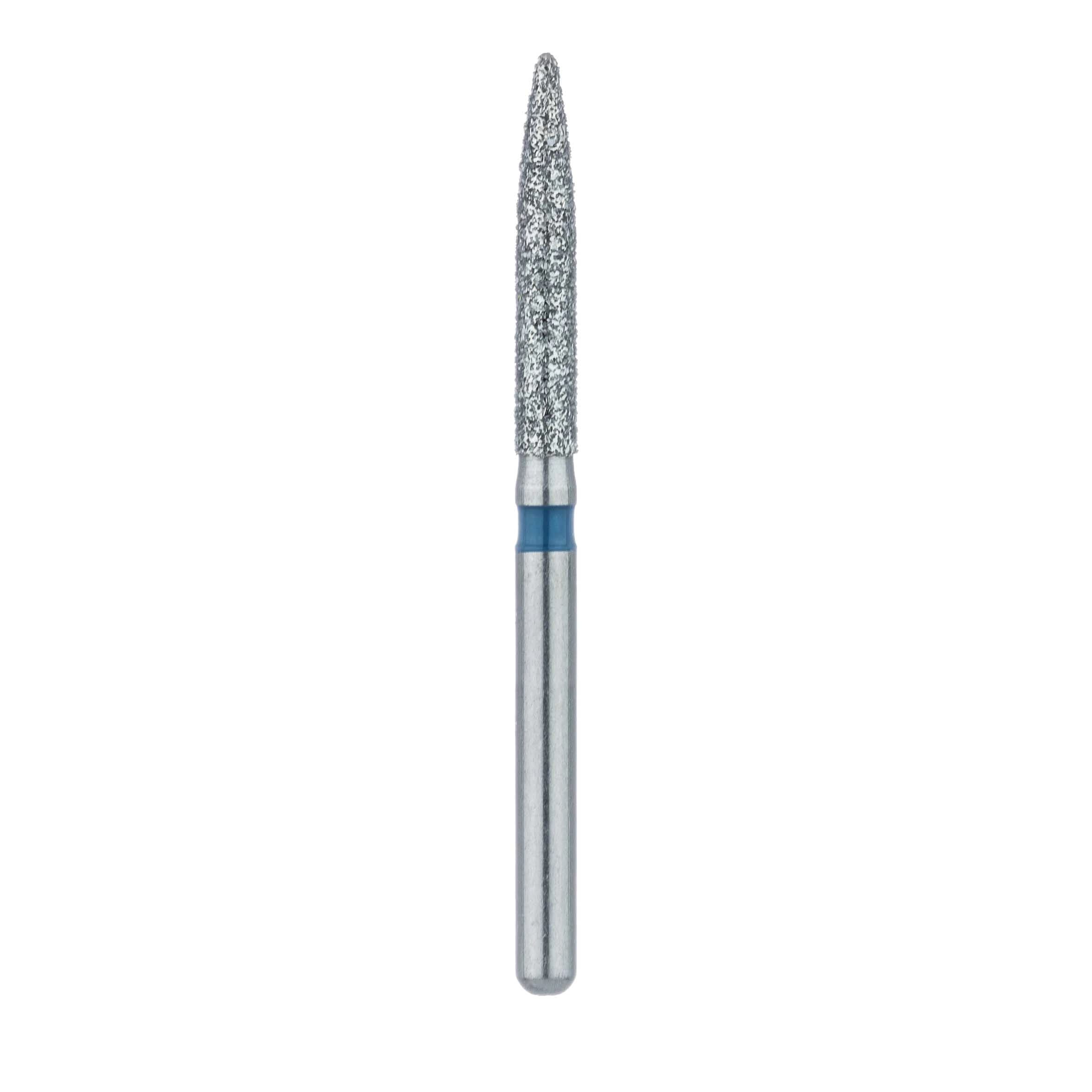Meisinger 863-016-FG Diamond Bur, FG, Medium Grit, Blue Ring, Flame Shape, Point End, 1.6 mm Head Diameter, 10.0 mm Head Length, 5/Pkg thumbnail 2