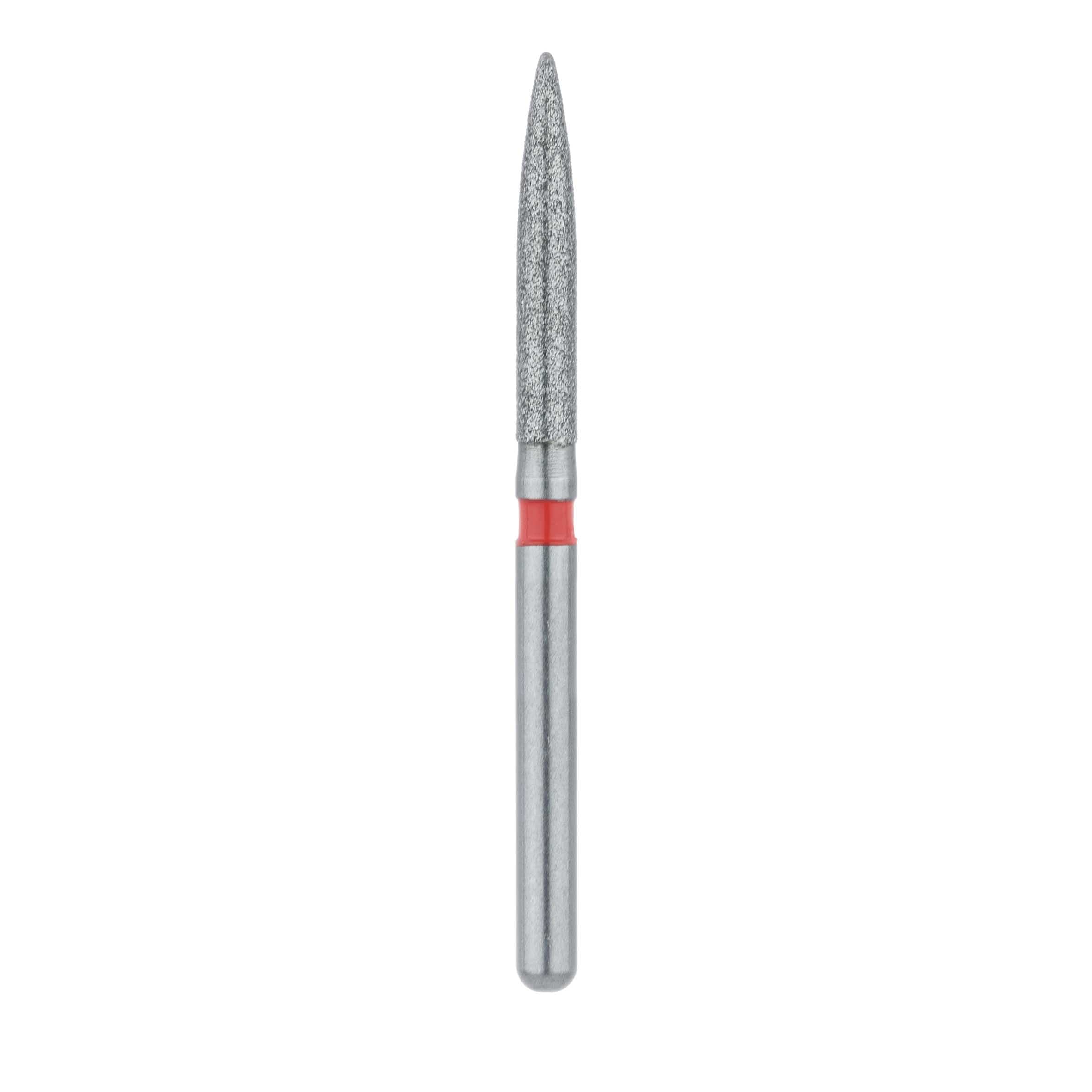 Meisinger 863F-016-FG Fine Diamond Bur, Long Flame, Friction Grip, 1.6 mm Head Diameter, 10 mm Head Length, Red Ring, 5/Pkg thumbnail 2