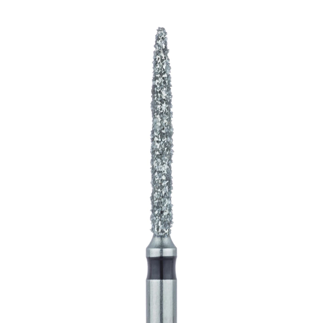 Meisinger 863H-012-FG Diamond Bur, Super Coarse, Black, Long Flame, Friction Grip, 1.2 mm Head Diameter, 10 mm Head Length, 5/Pkg - Diamond Instruments – FG, Super Coarse, Black, Flame, Point End - 863H-012-FG, 1.2 mm Head Diameter, 10.0 mm Head Length, 5/Pkg - Image 1