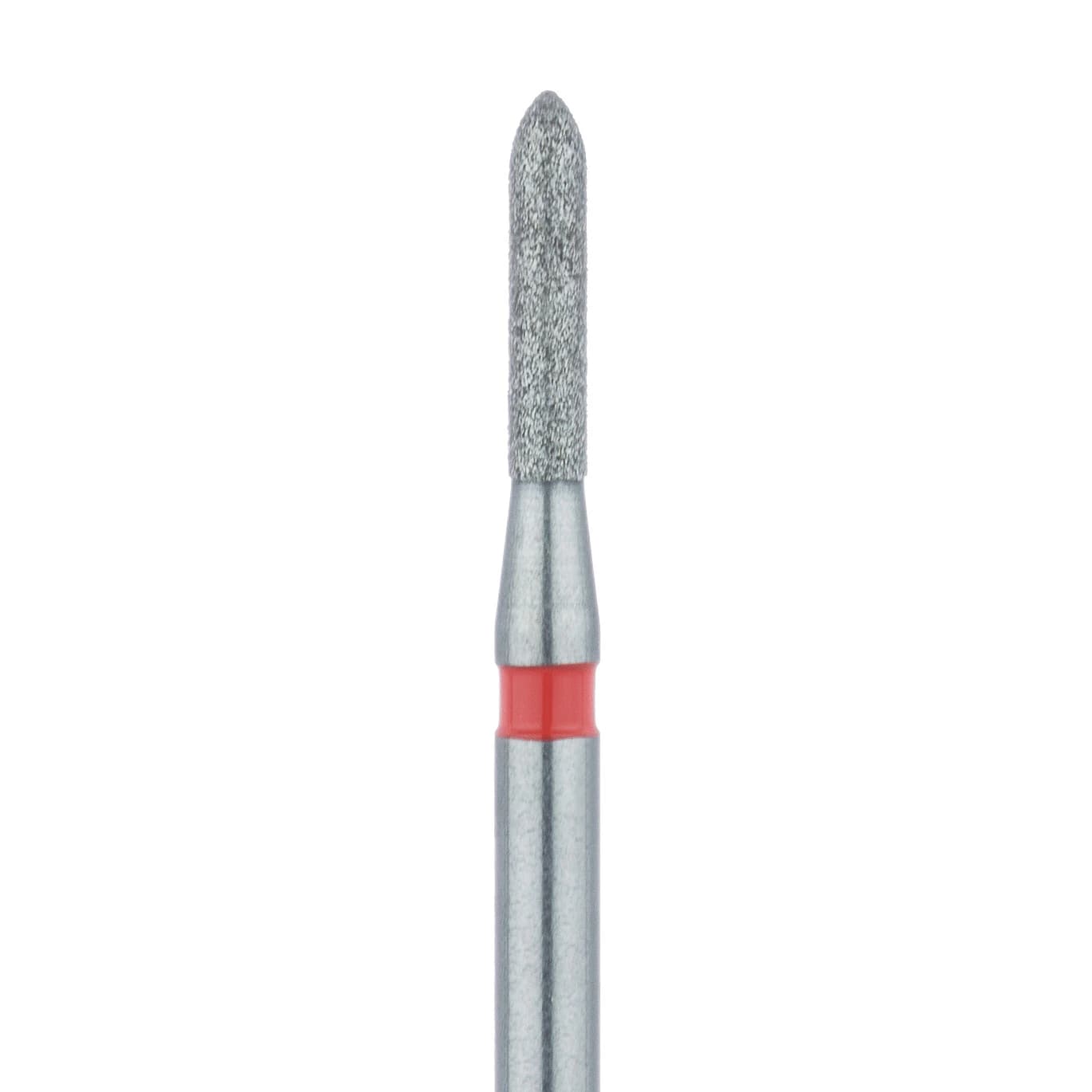 Meisinger 867F-012-FG Fine Diamond Bur, Torpedo/Cylinder, Bevel End, Friction Grip, 1.2 mm Head Diameter, 6.0 mm Head Length, Red Ring, 5/Pkg - Diamond Instruments – FG, Fine, Red, Cylinder, Bevel End, 5/Pkg - 867F-012-FG, 1.2 mm Head Diameter, 6.0 mm Head Length - Image 1