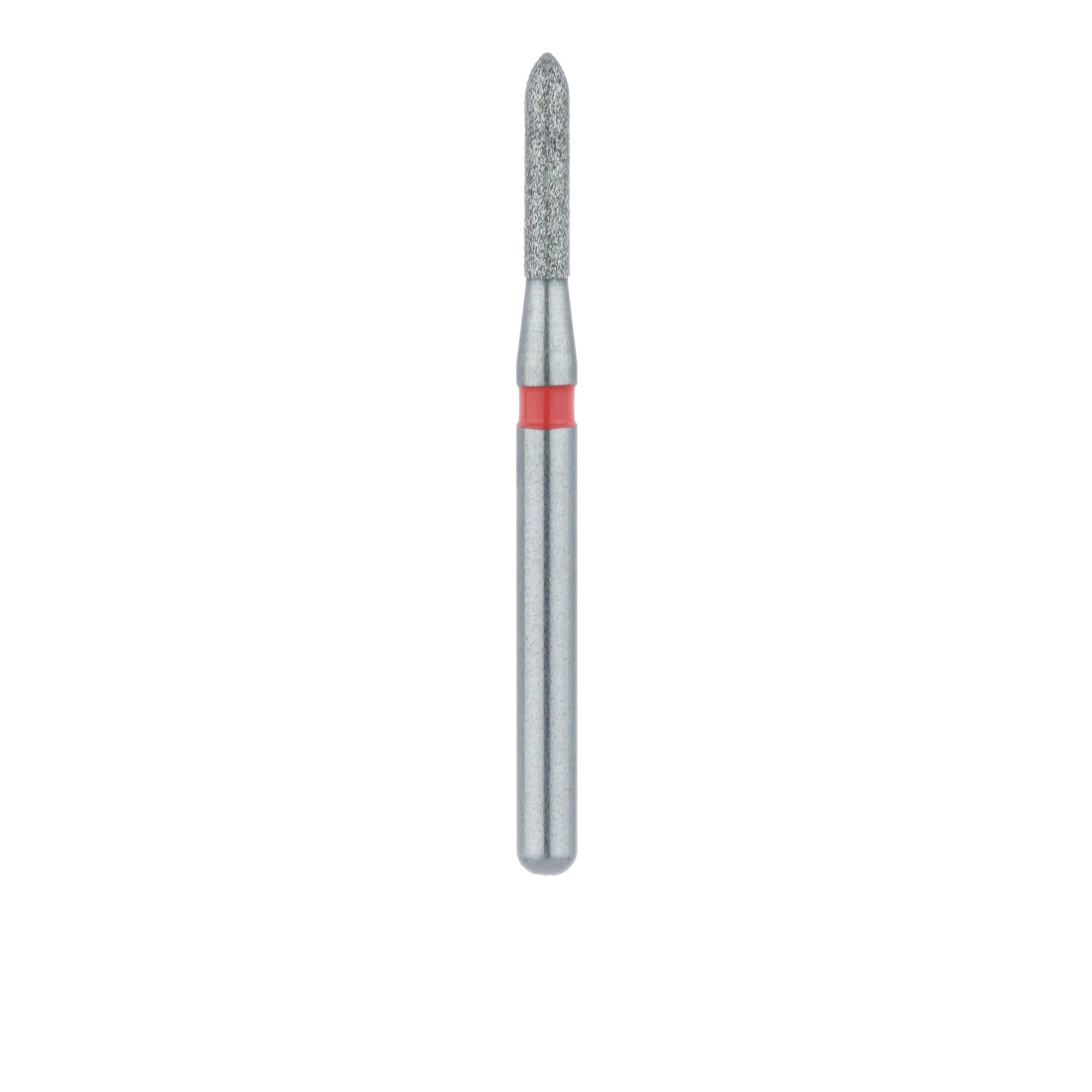 Meisinger 867F-012-FG Fine Diamond Bur, Torpedo/Cylinder, Bevel End, Friction Grip, 1.2 mm Head Diameter, 6.0 mm Head Length, Red Ring, 5/Pkg thumbnail 2