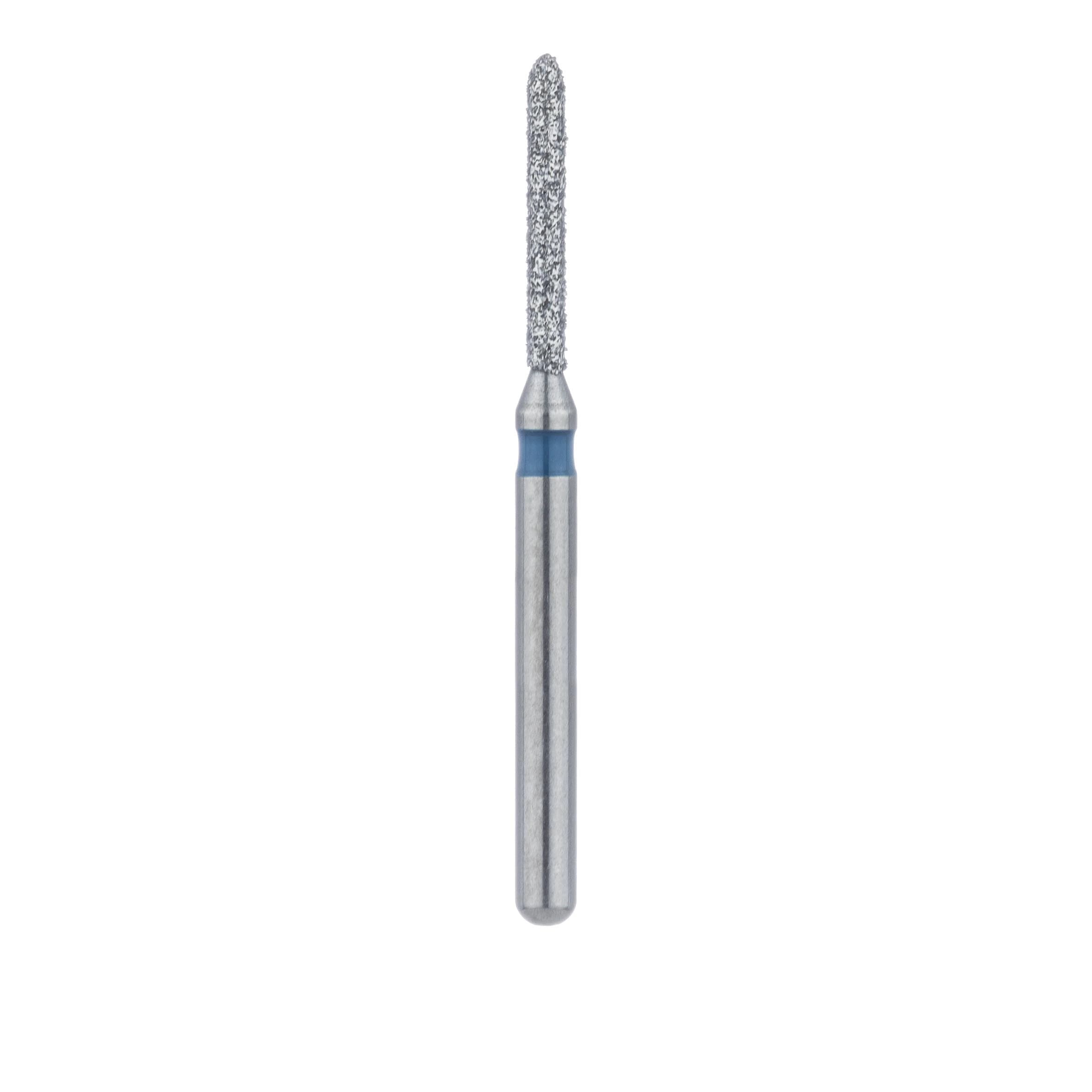 Meisinger 868-010-FG Diamond Bur, FG, Medium Grit, Blue Ring, Torpedo/Cylinder with Bevel End, 1.0 mm Head Diameter, 8.0 mm Head Length, 5/Pkg thumbnail 2