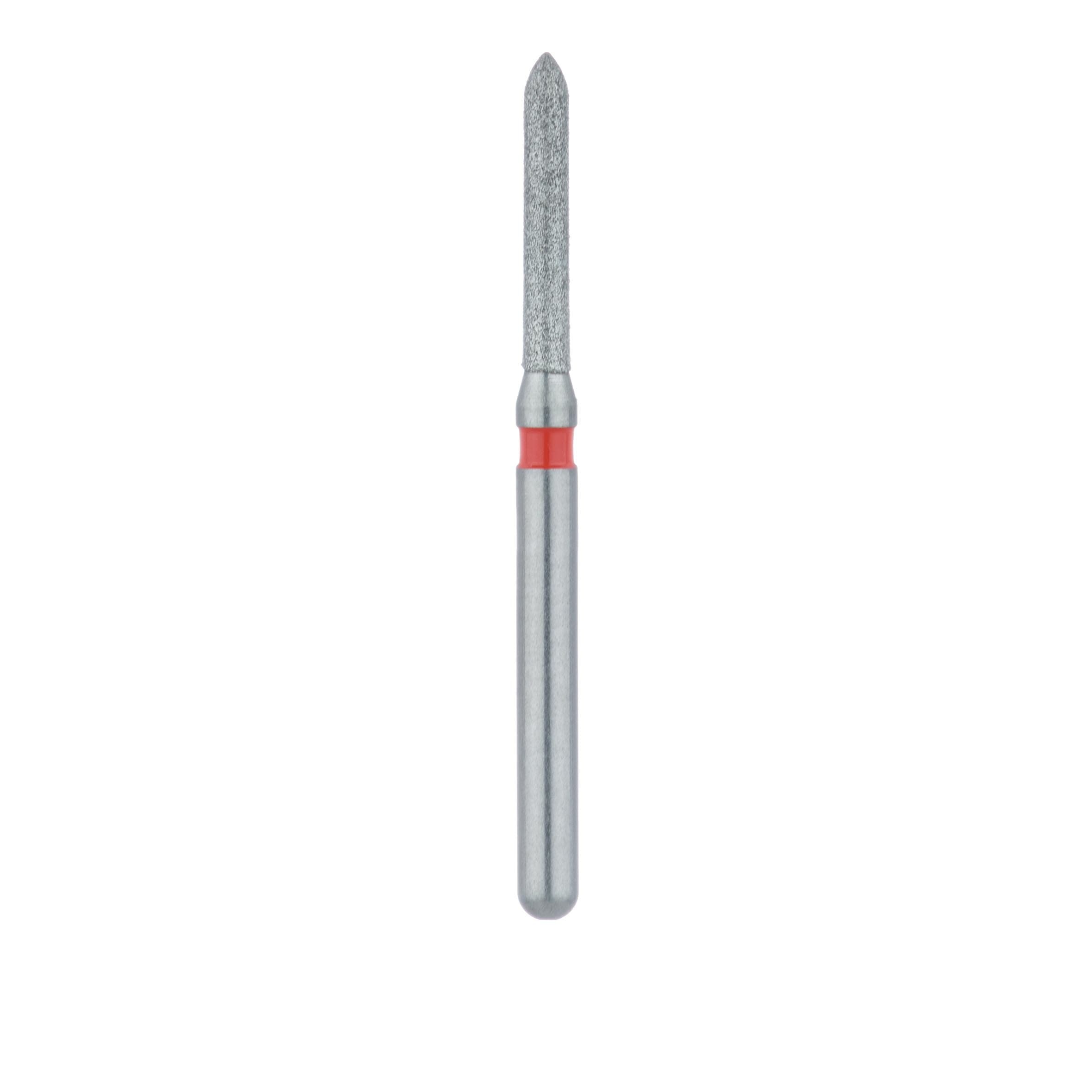 Meisinger 868F-012-FG Fine Grit Diamond Bur, Torpedo/Cylinder, Bevel End, Friction Grip, 1.2 mm Head Diameter, 8.0 mm Head Length, 5/Pkg thumbnail 2