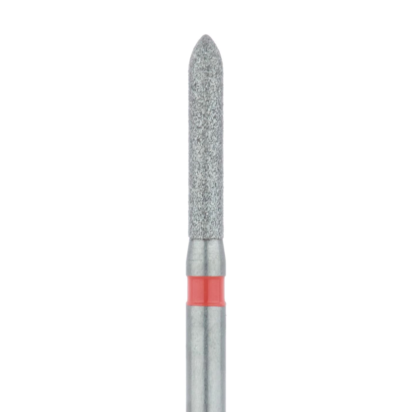 Meisinger 868F-014-FG Fine Grit Diamond Bur, Torpedo/Cylinder, Bevel End, Friction Grip, 1.4 mm Head Diameter, 8.0 mm Head Length, Red Ring, 5/Pkg - Diamond Instruments – FG, Fine, Red, Cylinder, Bevel End, 5/Pkg - 868F-014-FG, 1.4 mm Head Diameter, 8.0 mm Head Length - Image 1