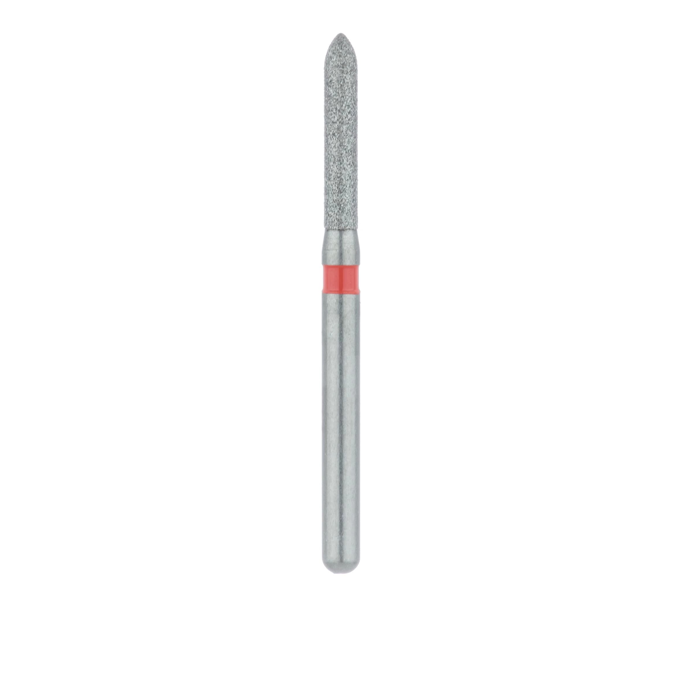 Meisinger 868F-014-FG Fine Grit Diamond Bur, Torpedo/Cylinder, Bevel End, Friction Grip, 1.4 mm Head Diameter, 8.0 mm Head Length, Red Ring, 5/Pkg thumbnail 2