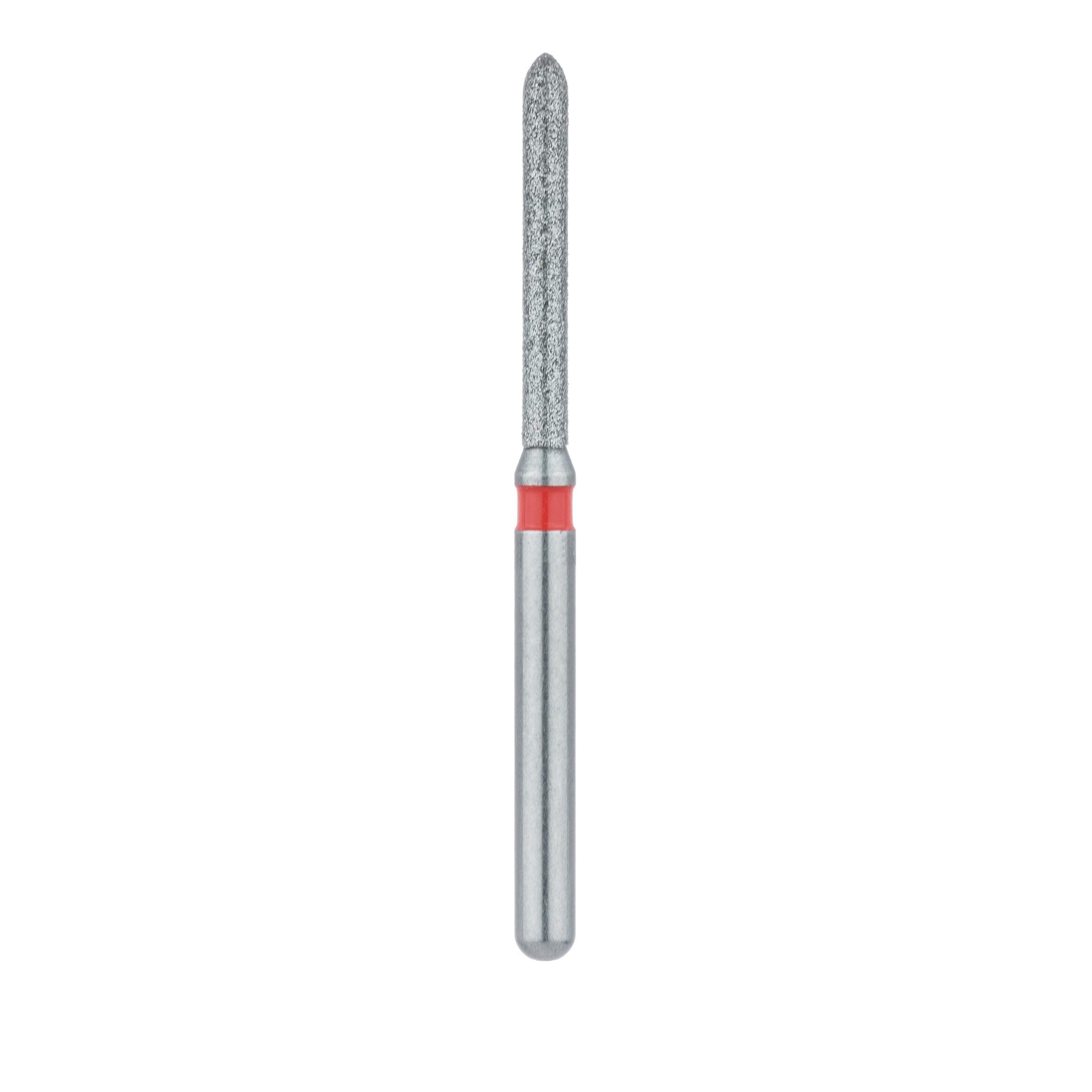 Meisinger 869F-012-FG Fine Grit Long Torpedo Diamond Bur, Friction Grip, 1.2 mm Head Diameter, 10.0 mm Head Length, Red Ring, 5/Pkg thumbnail 2