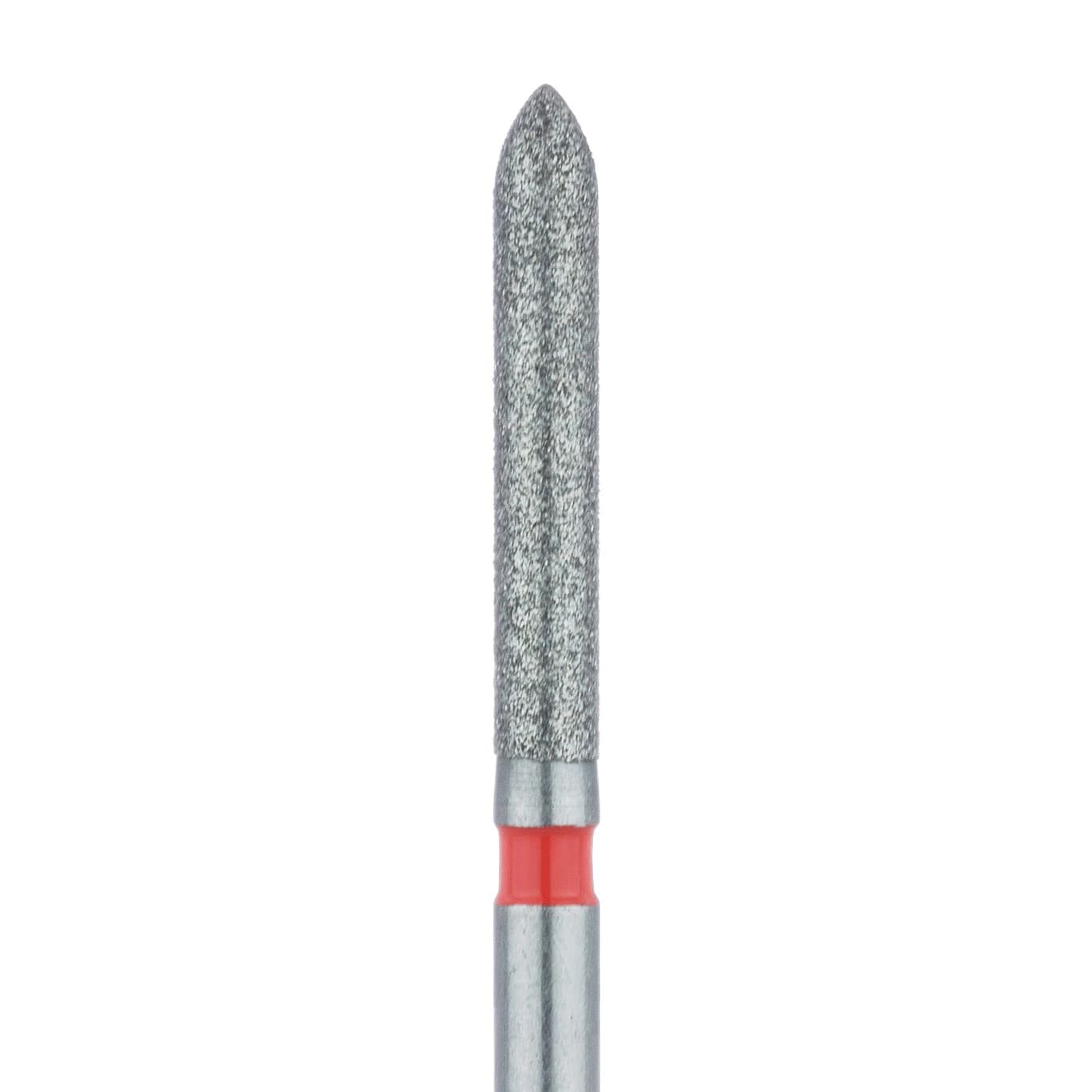Meisinger Multi-Use Diamond Bur, Friction Grip, Long Torpedo with Beveled Tip, 869F, 1.6 mm, Fine, Red, 5/Pk, 869F-016-FG - Multi-Use Diamond Bur, Friction Grip, Long Torpedo with Beveled Tip, 869F, 1.6 mm, Fine, Red, 5/Pk, 869F-016-FG - Image 1