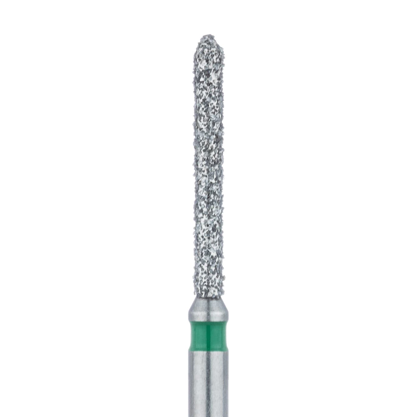 Meisinger 869G-012-FG Coarse Diamond Bur, Long Torpedo, Friction Grip, 1.2 mm Head Diameter, 10 mm Working Length, Green Ring, 5/Pkg - Diamond Instruments – FG, Coarse, Green, Cylinder, Bevel End, 5/Pkg - 869G-012-FG, 1.2 mm Head Diameter, 10.0 mm Head Length - Image 1
