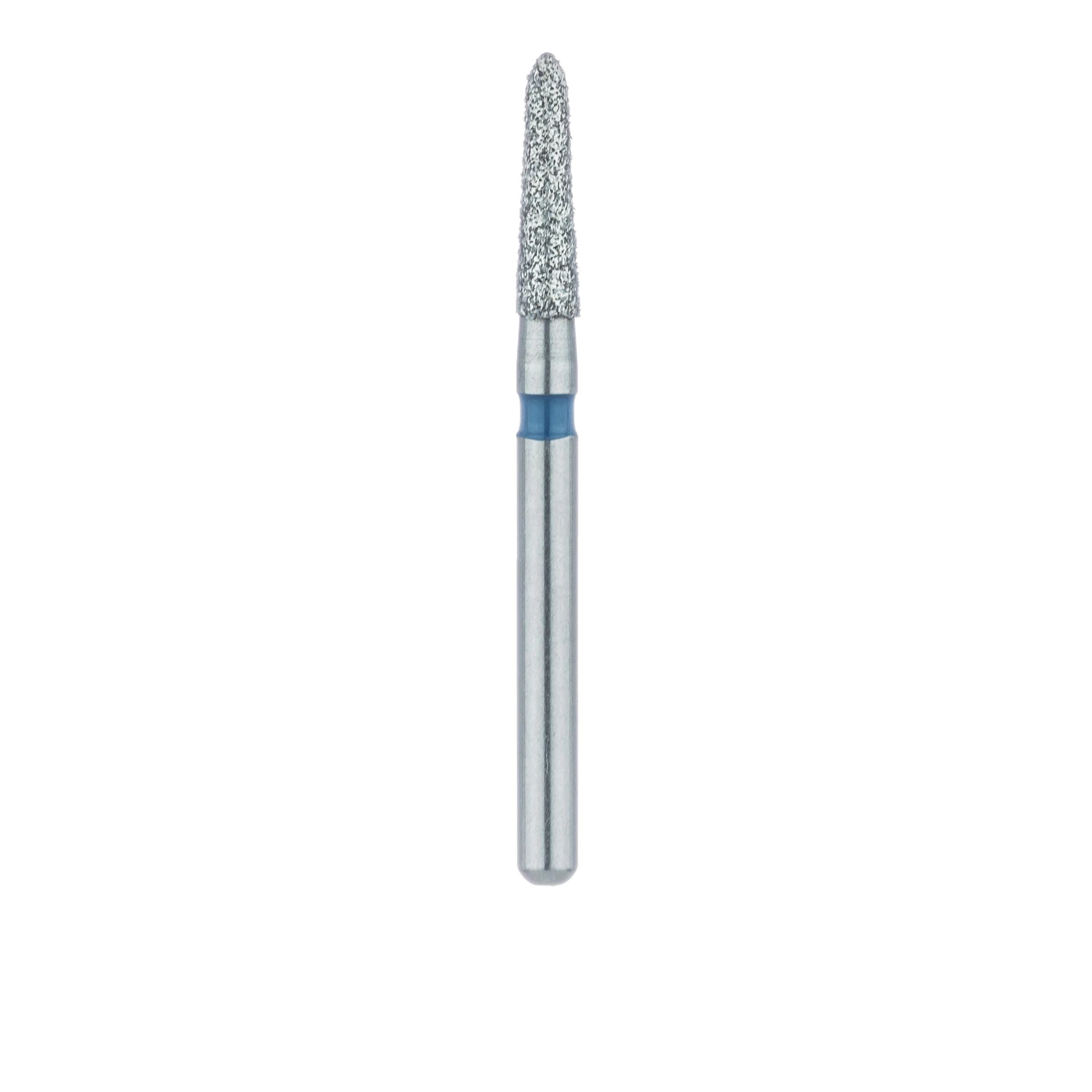 Meisinger 877-016-FG Diamond Bur, Medium Grit, Blue Ring, Tapered Torpedo/Cylinder, Bevel End, 1.6 mm Head Diameter, 6.5 mm Head Length, Friction Grip, 5/Pkg thumbnail 2