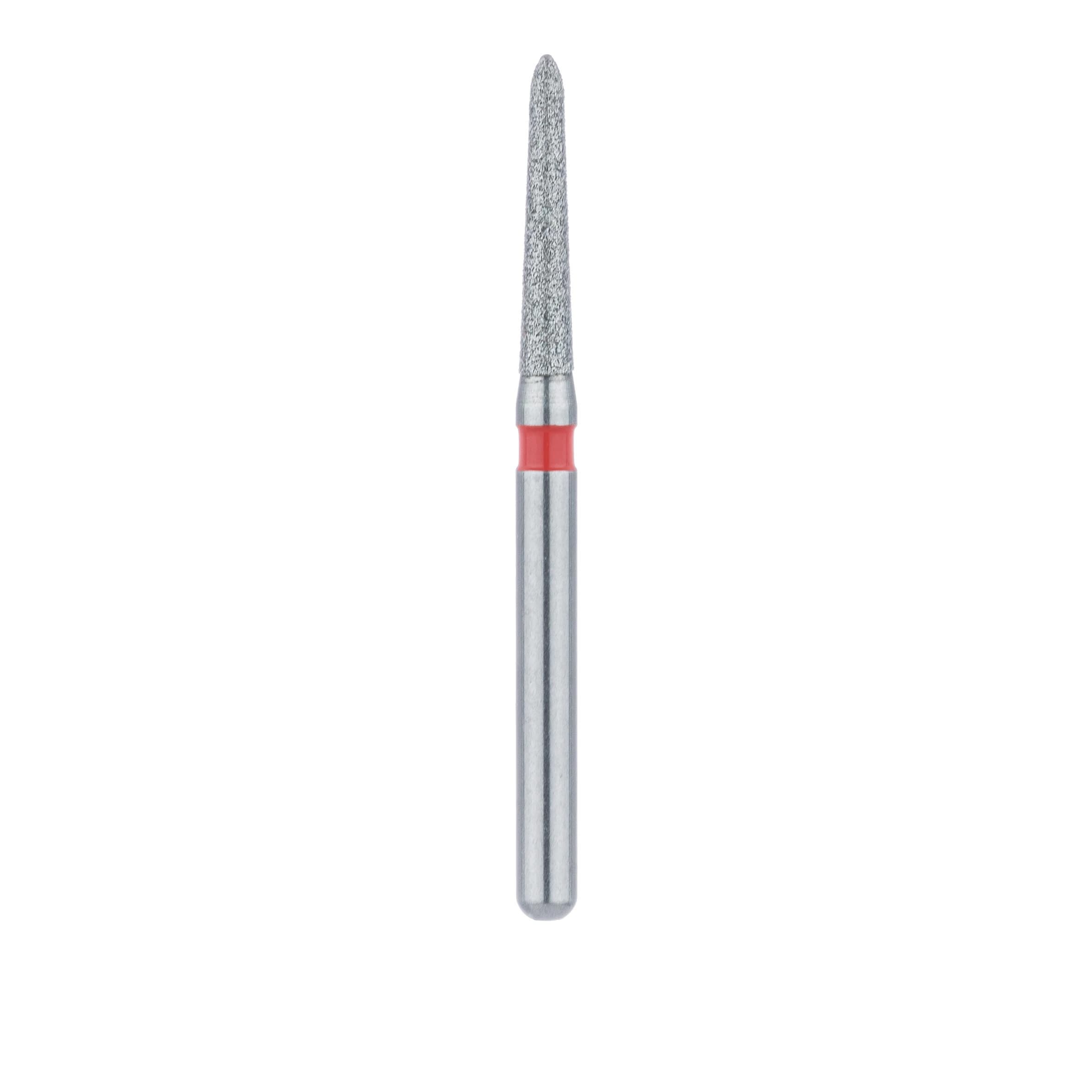 Meisinger 878F-014-FG Fine Diamond Bur, Torpedo Tapered, Friction Grip, 1.4 mm Head Diameter, 8.0 mm Working Length, Red Ring, 5/Pkg thumbnail 2