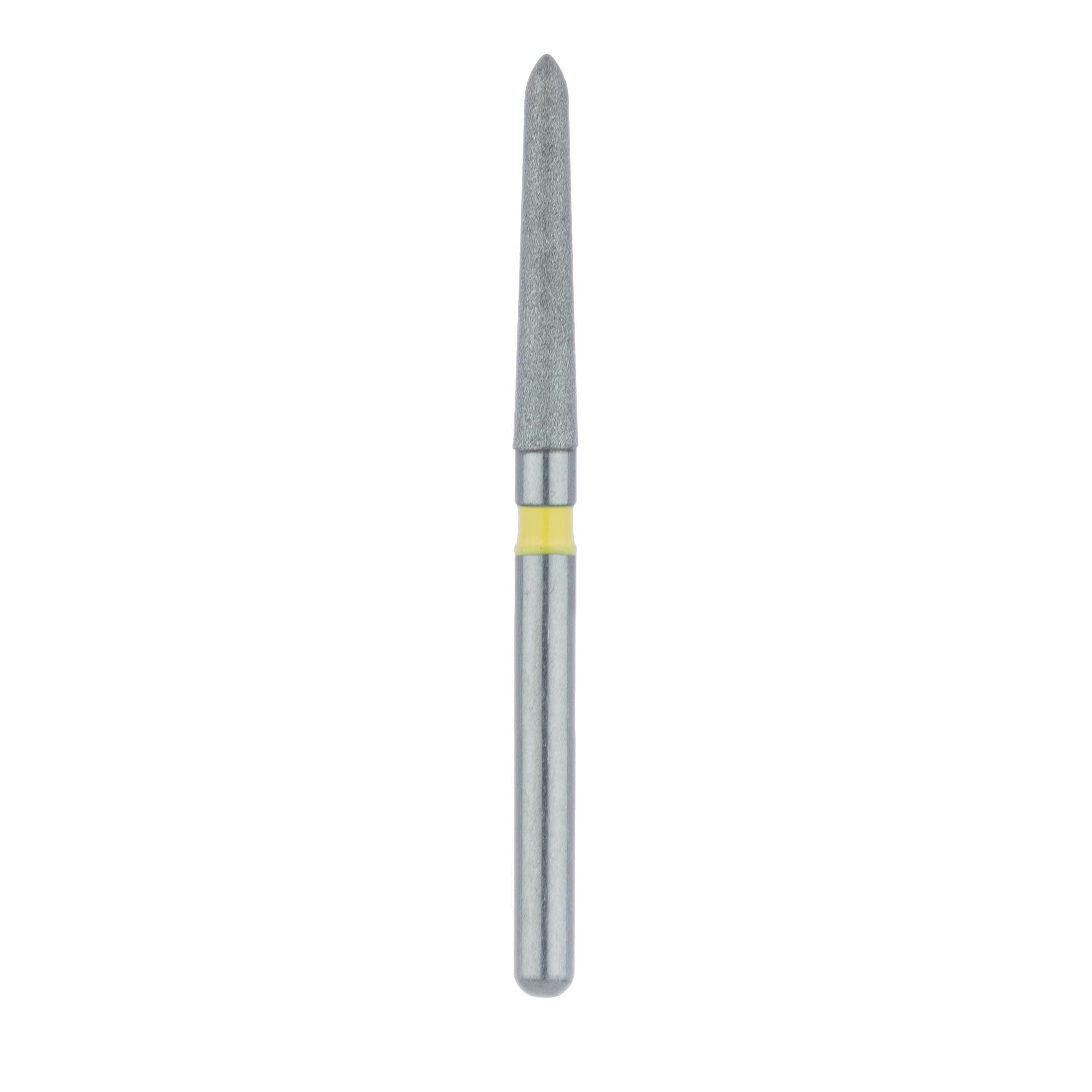 Meisinger 879C-016-FG Extra Fine Diamond Bur, Friction Grip, Cylinder/Chamfer, 1.6 mm Head Diameter, 10.0 mm Head Length, Yellow Ring, 5/Pkg thumbnail 2